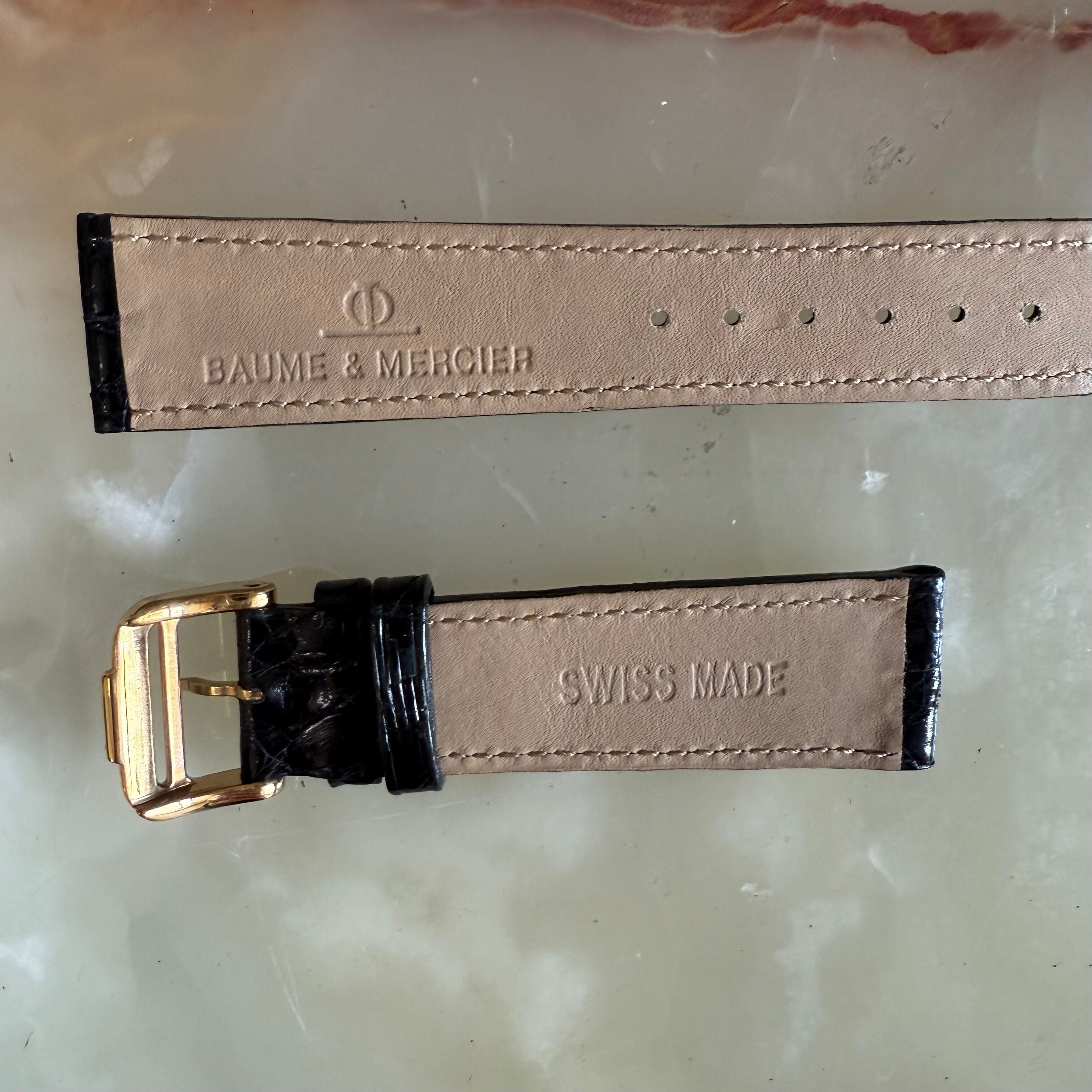 Authentic Baume & Mercier Black Crocodile Watch Strap Band 19mm with Buckle