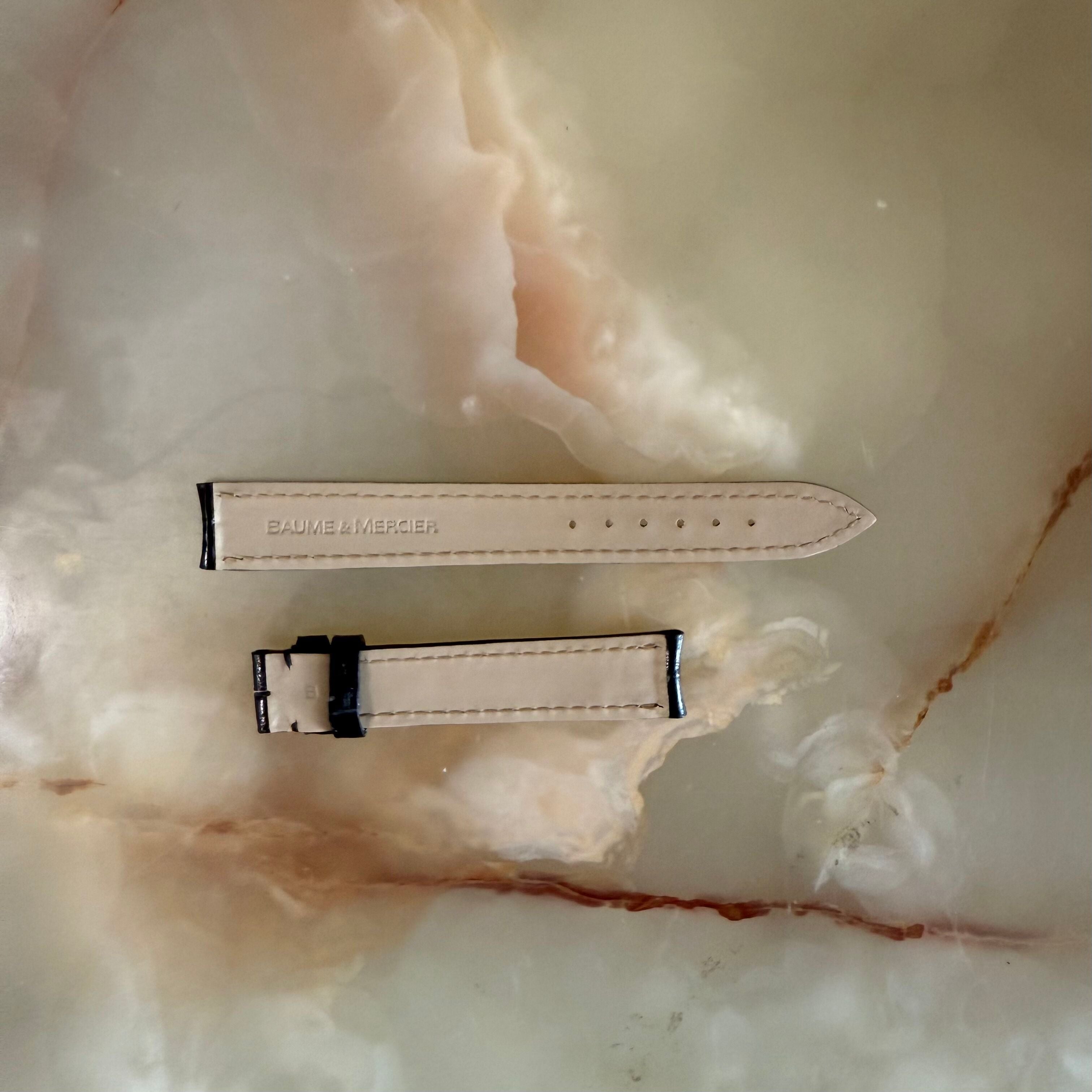 Authentic Baume & Mercier Black Crocodile Watch Strap Band 15mm