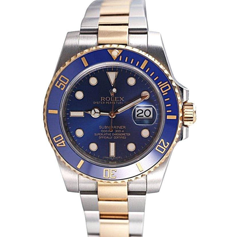 Rolex Submariner Blue Two Tone Gold Steel 41mm Watch 116613LB Full Kit