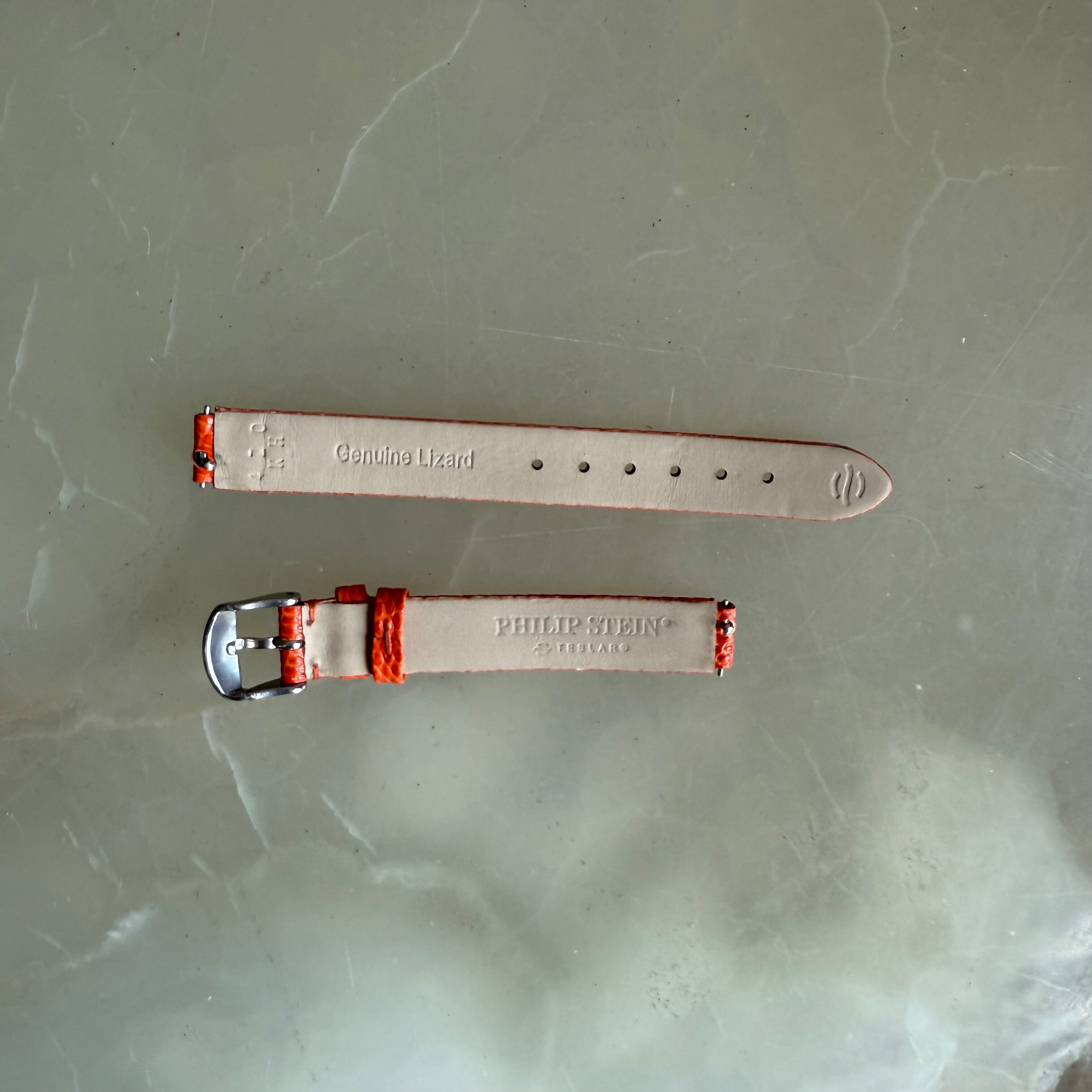 Philip Stein Genuine Lizard Orange Watch Strap Band 10mm w Buckle