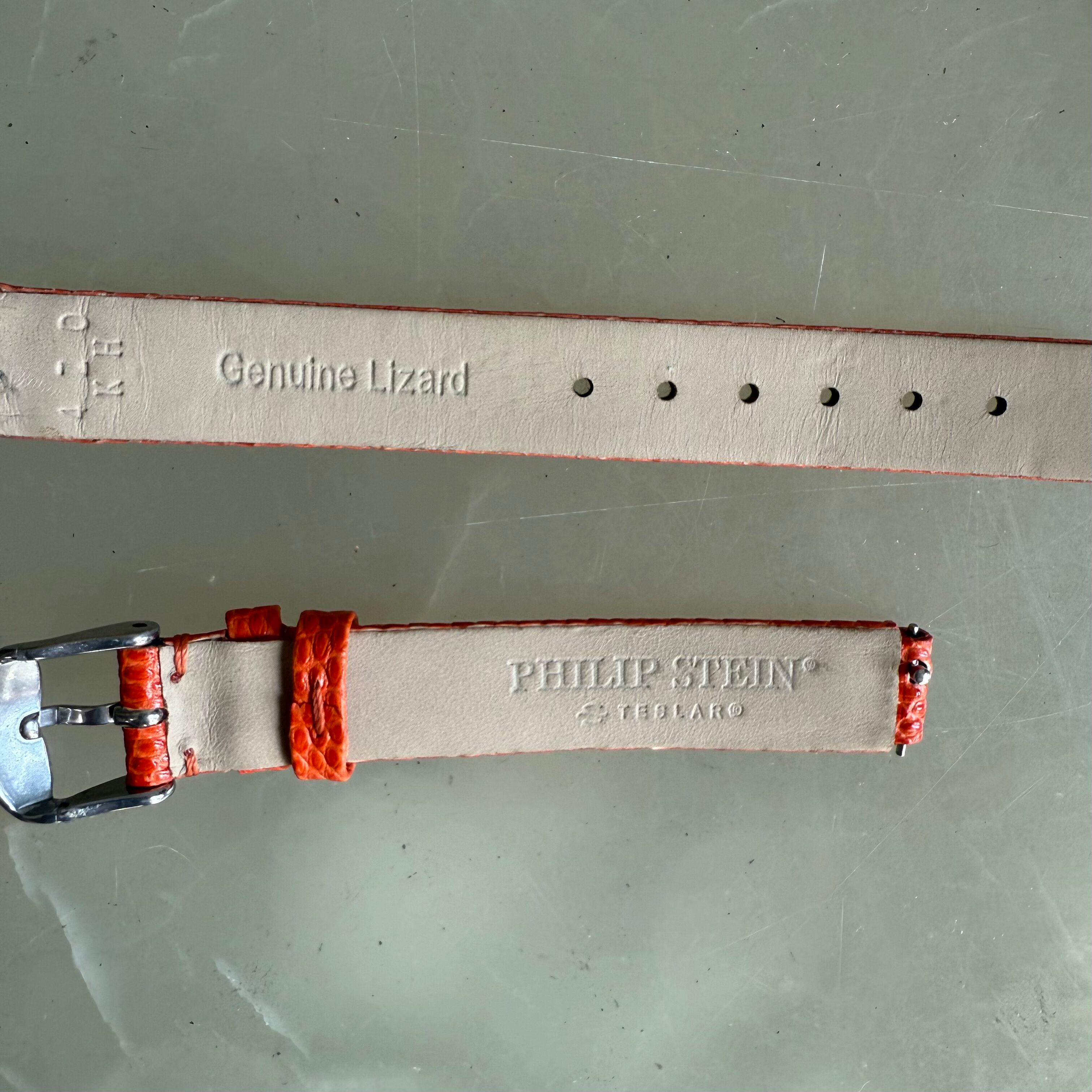 Philip Stein Genuine Lizard Orange Watch Strap Band 10mm w Buckle