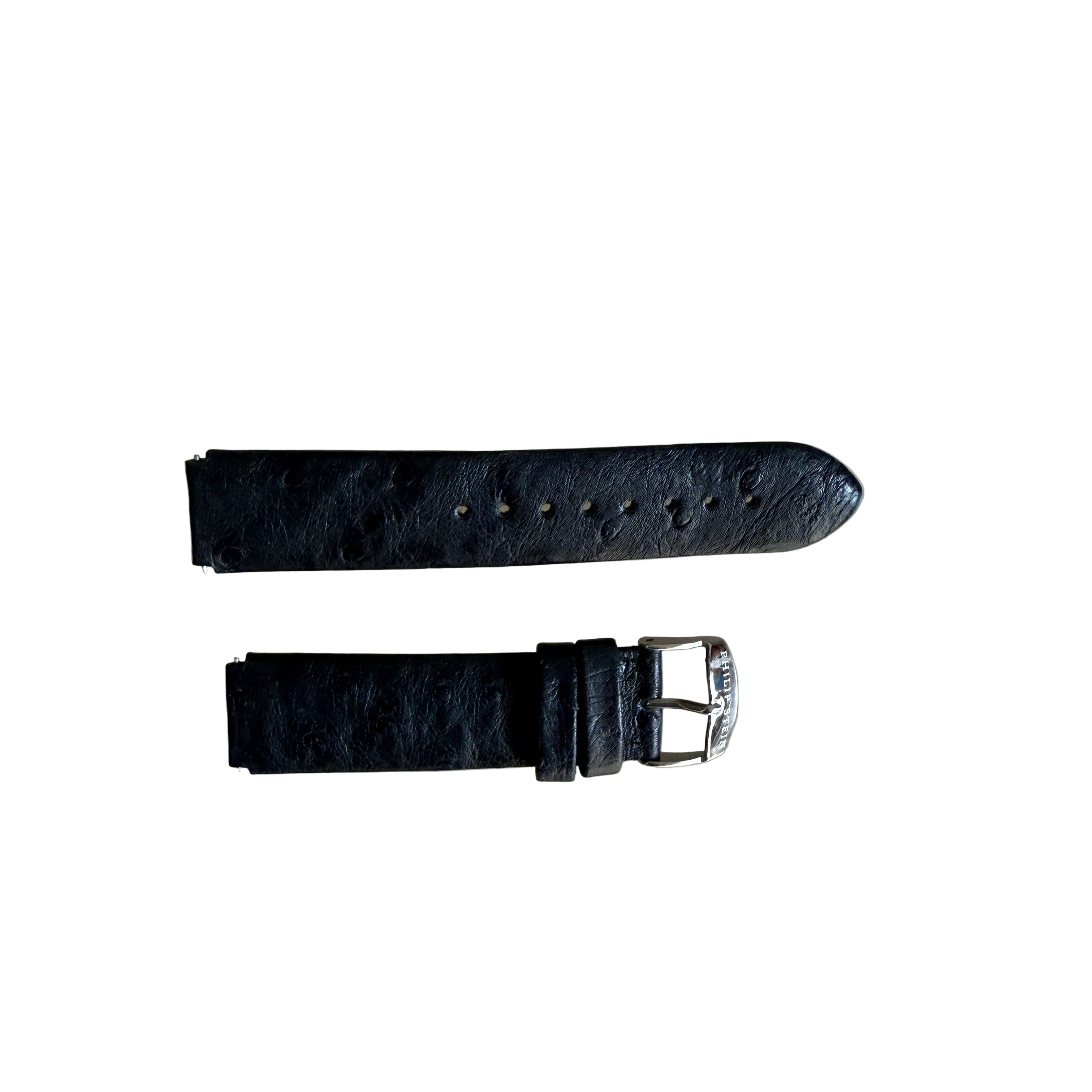 Philip Stein Genuine Ostrich Black Watch Strap Band 18mm Padded & Stitched w Buckle