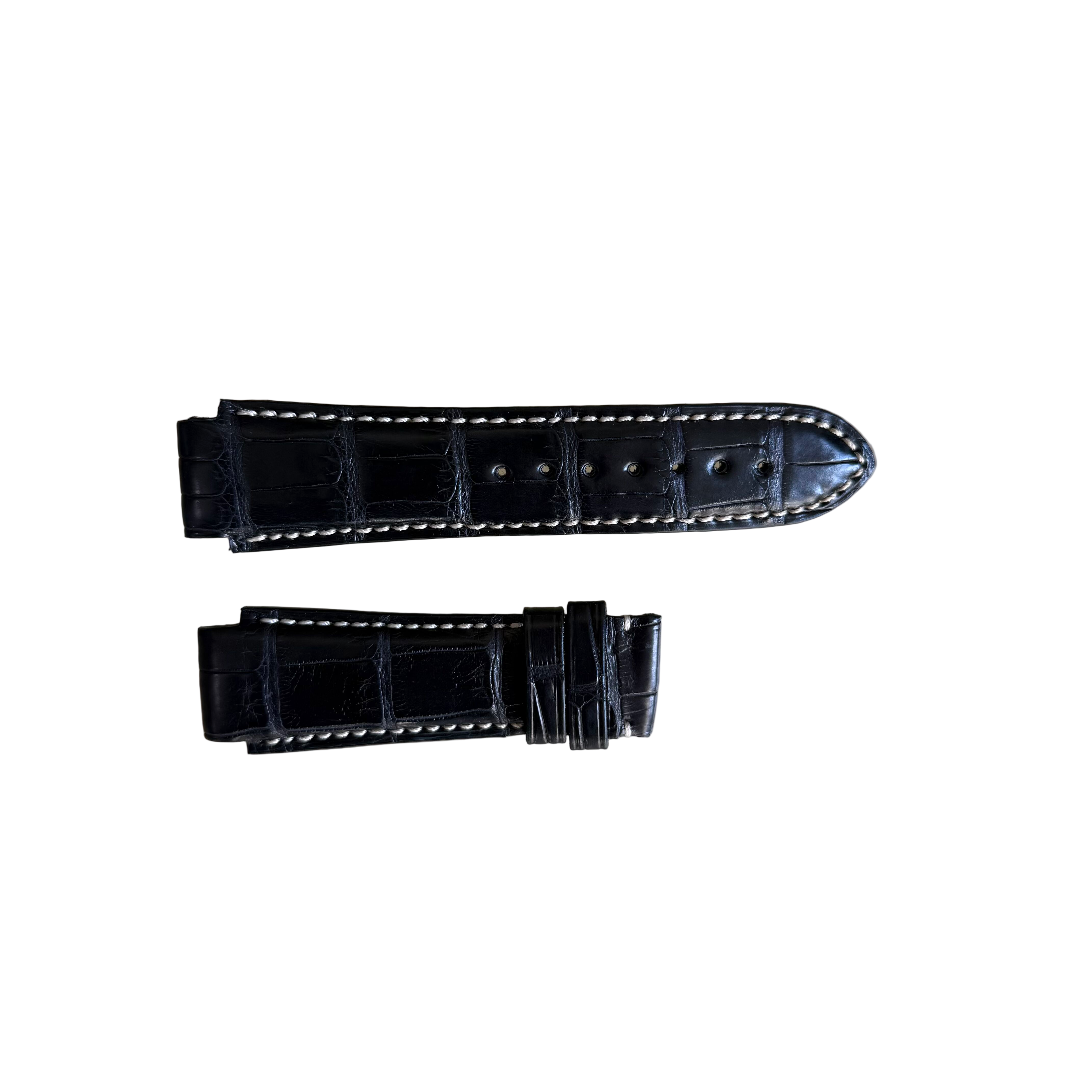 Genuine Alligator Black Watch Strap Band 19mm Padded & Stitched