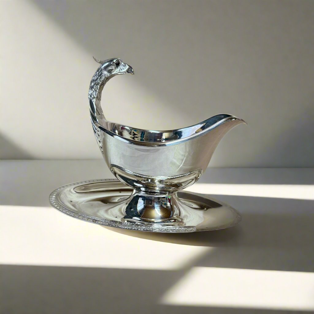 Christofle Malmaison Oval Gravy Boat w/ Fixed Stand 4120808