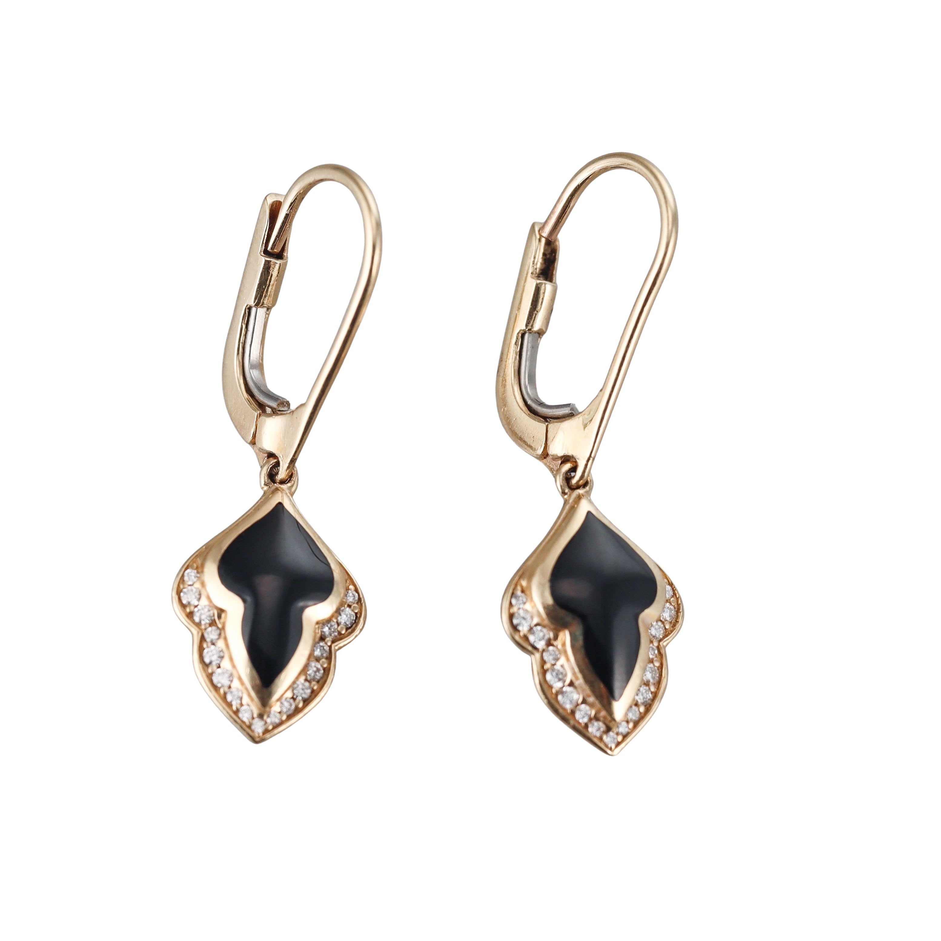 Kabana 14K Yellow Gold Black Onyx Diamond Earrings