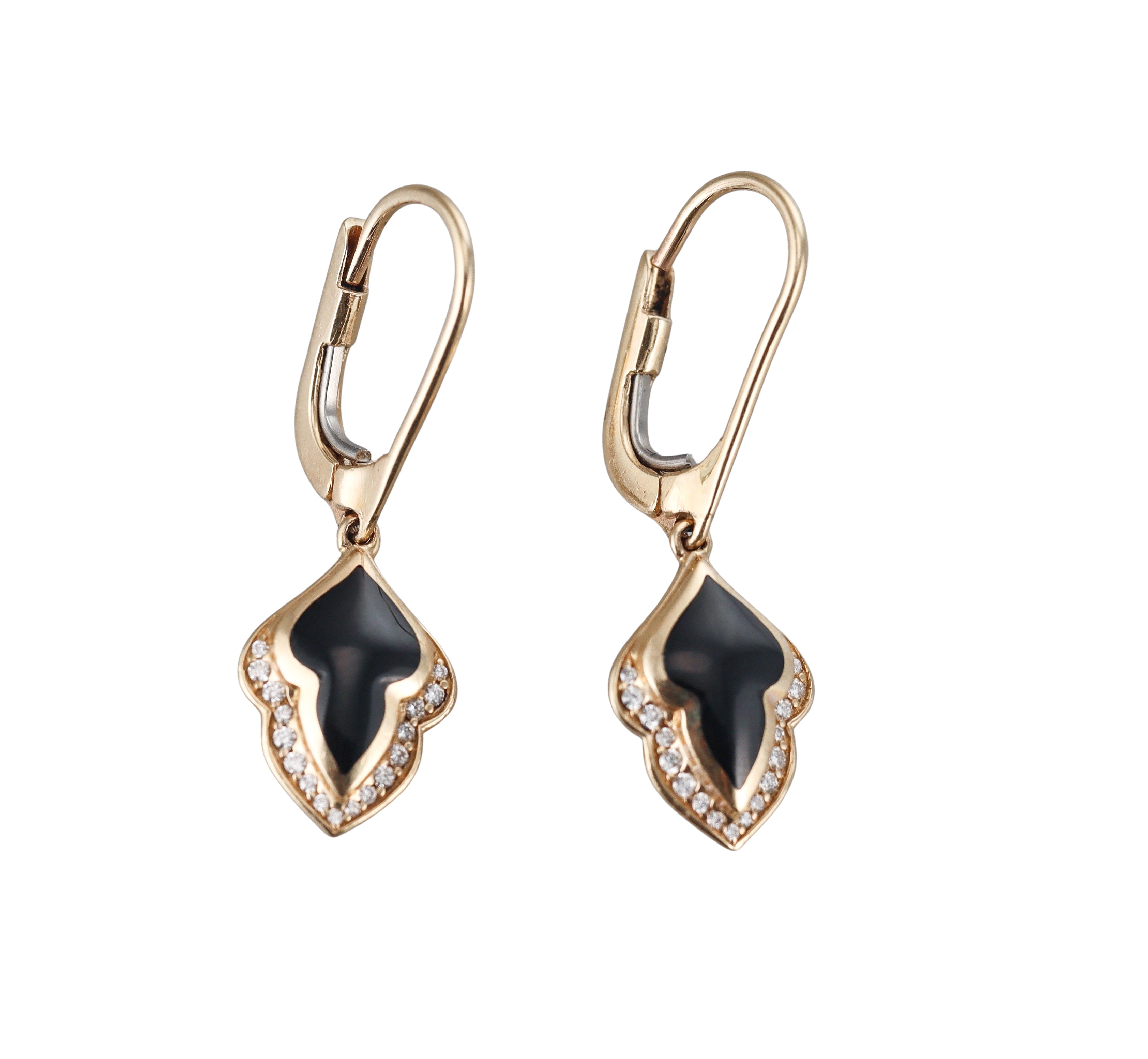 Kabana 14K Yellow Gold Black Onyx Diamond Earrings