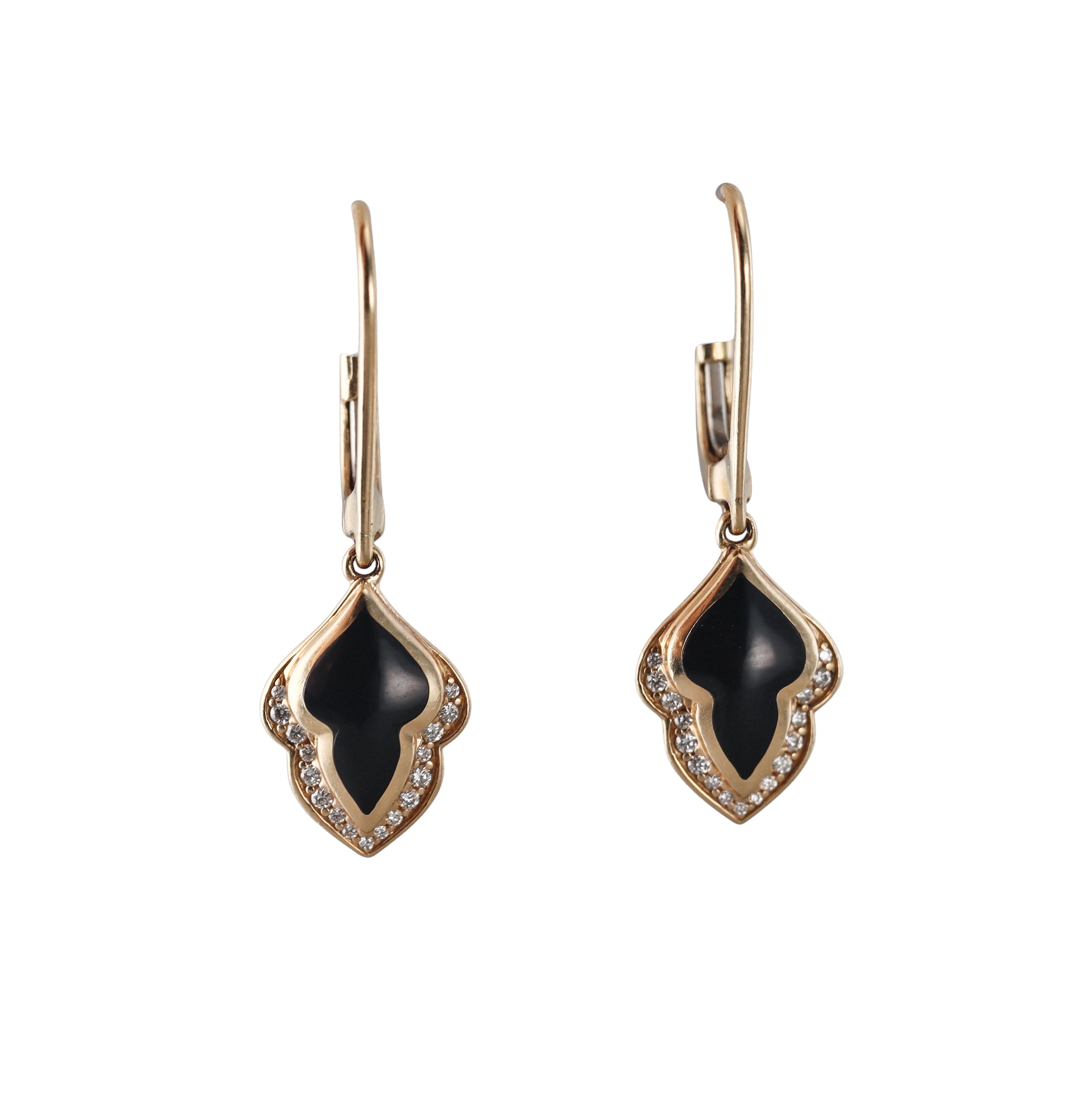 Kabana 14K Yellow Gold Black Onyx Diamond Earrings