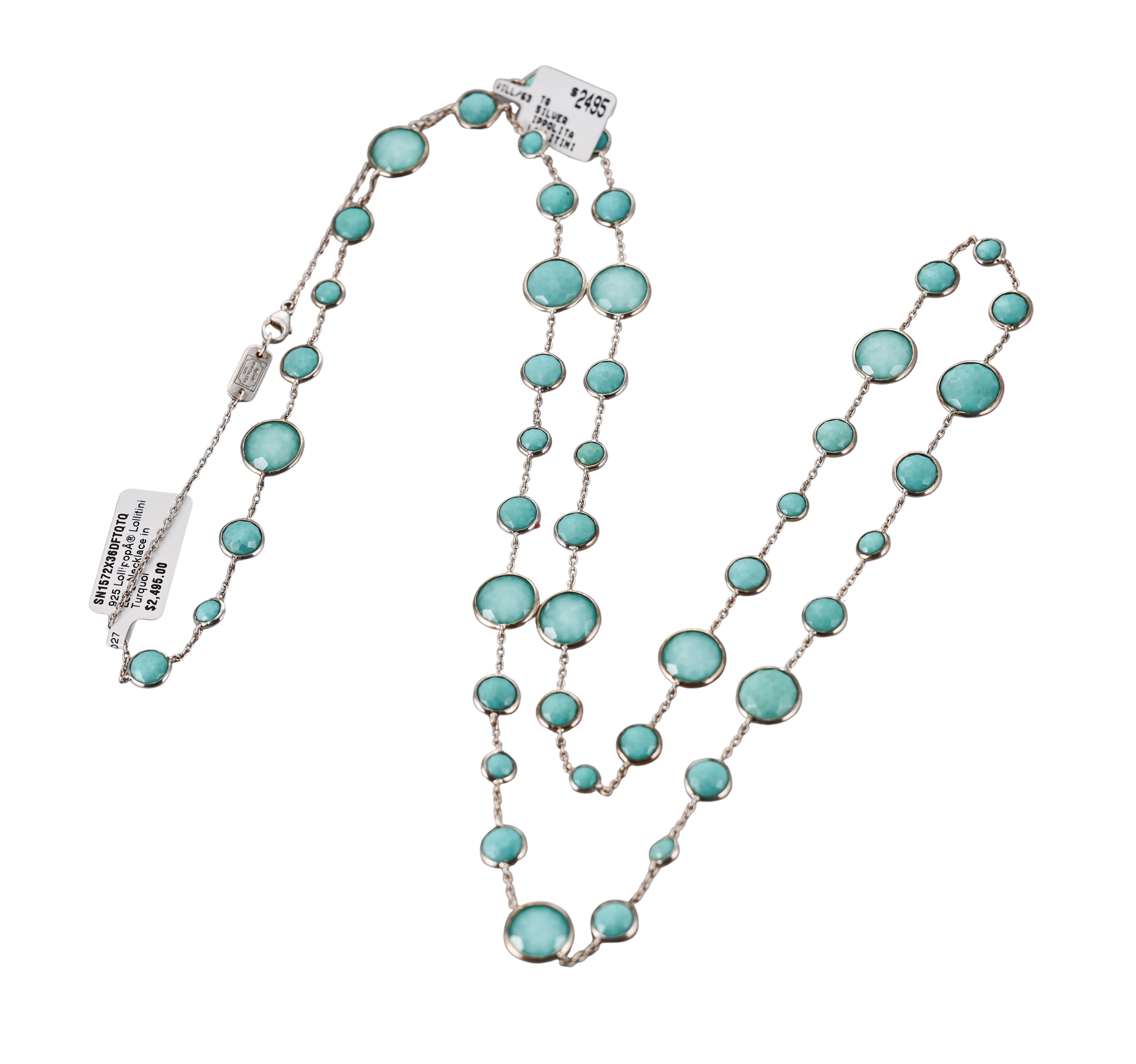 Ippolita Lollipop Lollitini Sterling Silver Turquoise Long Station Necklace