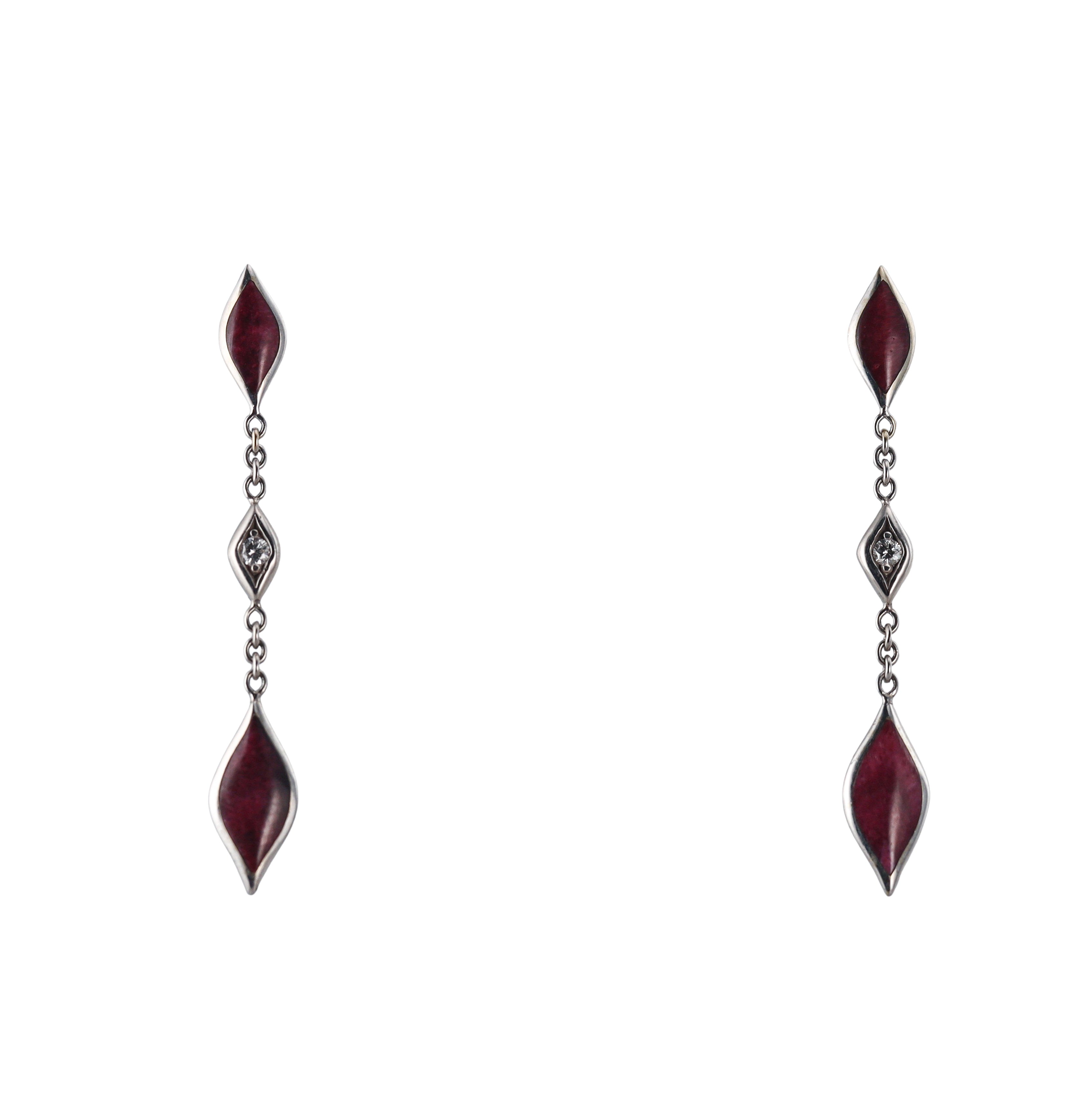 Kabana 14K White Gold Purple Spiny Oyster Diamond Drop Earrings