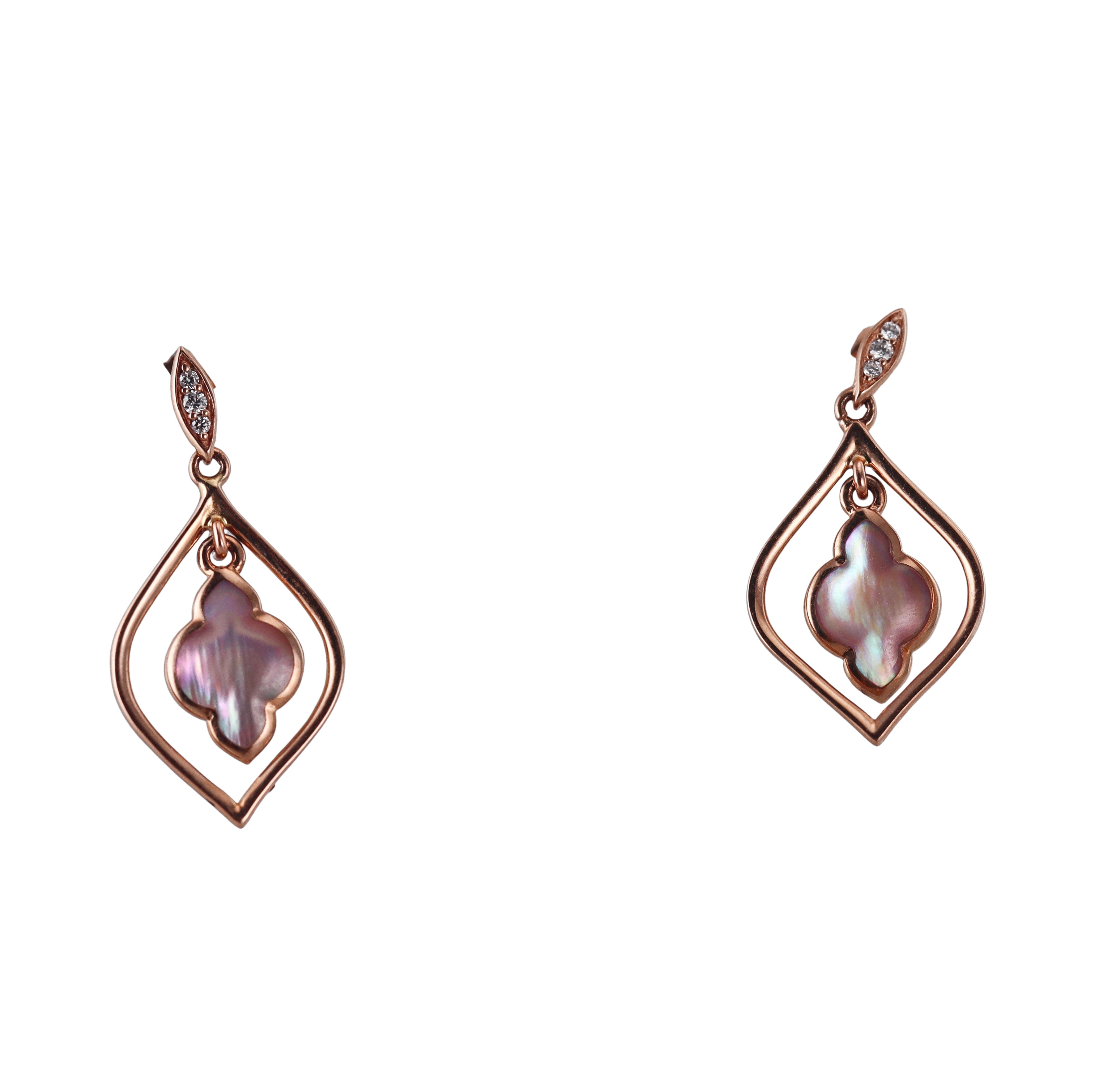 Kabana 14K Rose Gold Mother of Pearl Diamond Drop Earrings