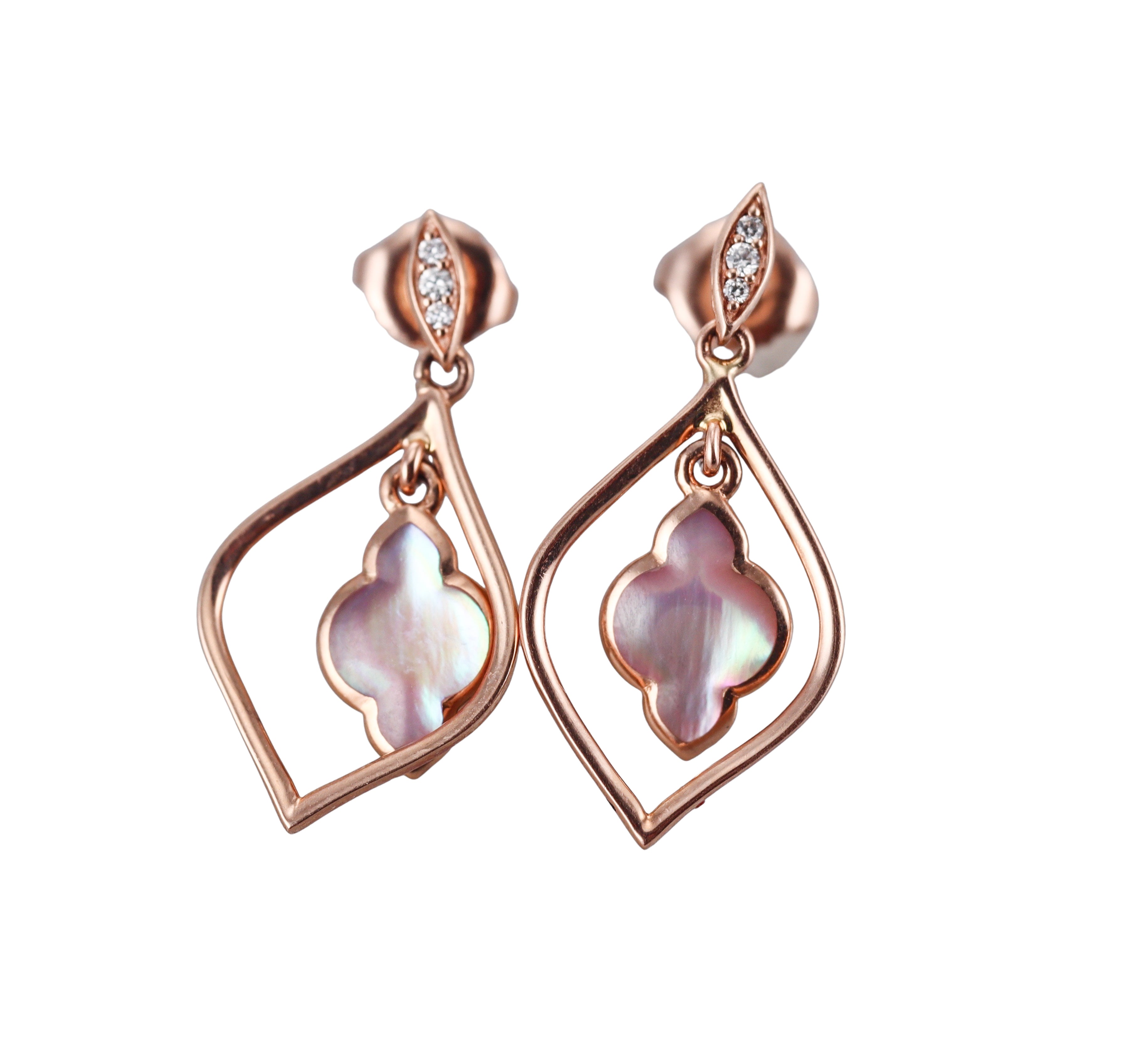Kabana 14K Rose Gold Mother of Pearl Diamond Drop Earrings