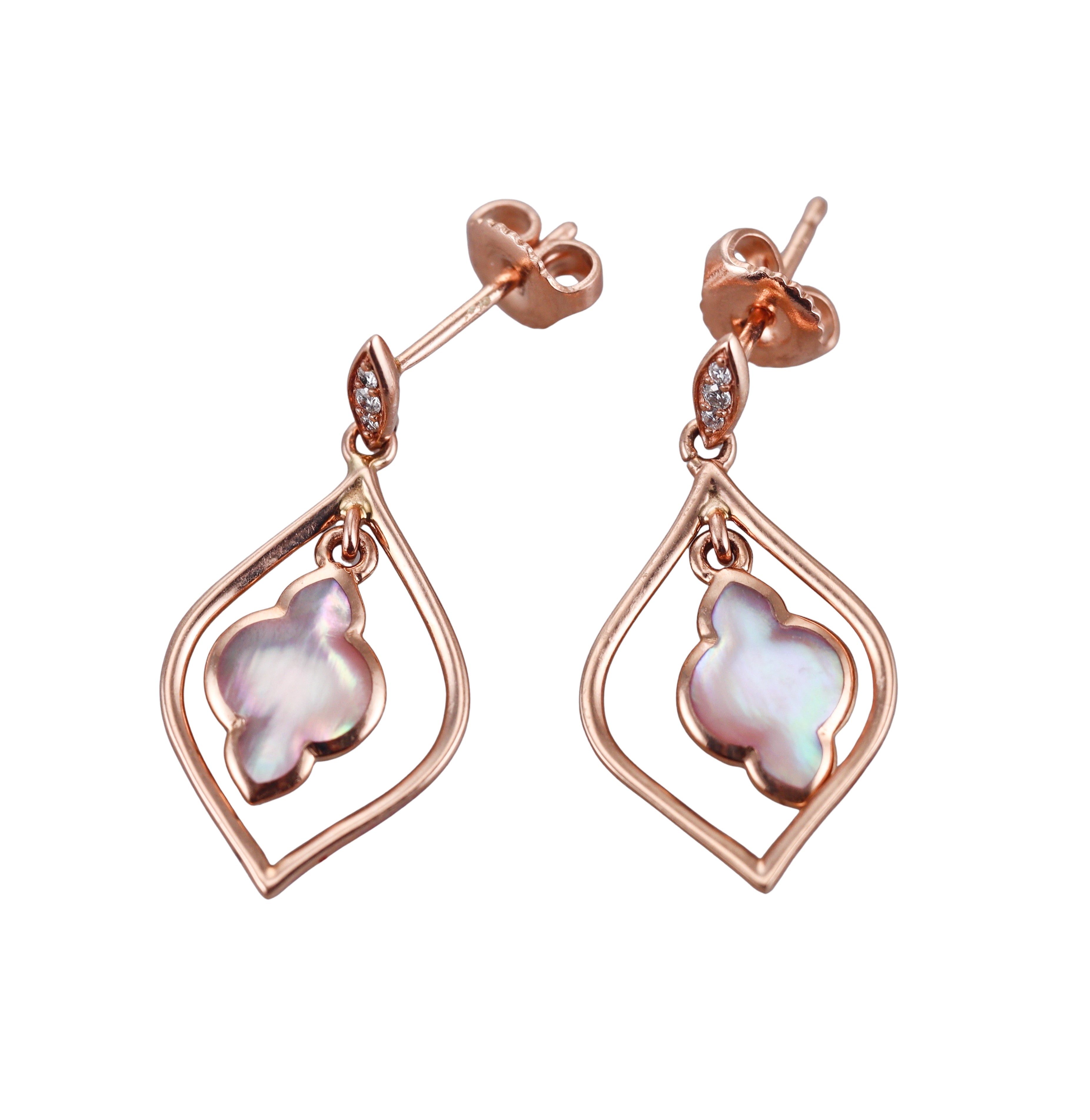 Kabana 14K Rose Gold Mother of Pearl Diamond Drop Earrings