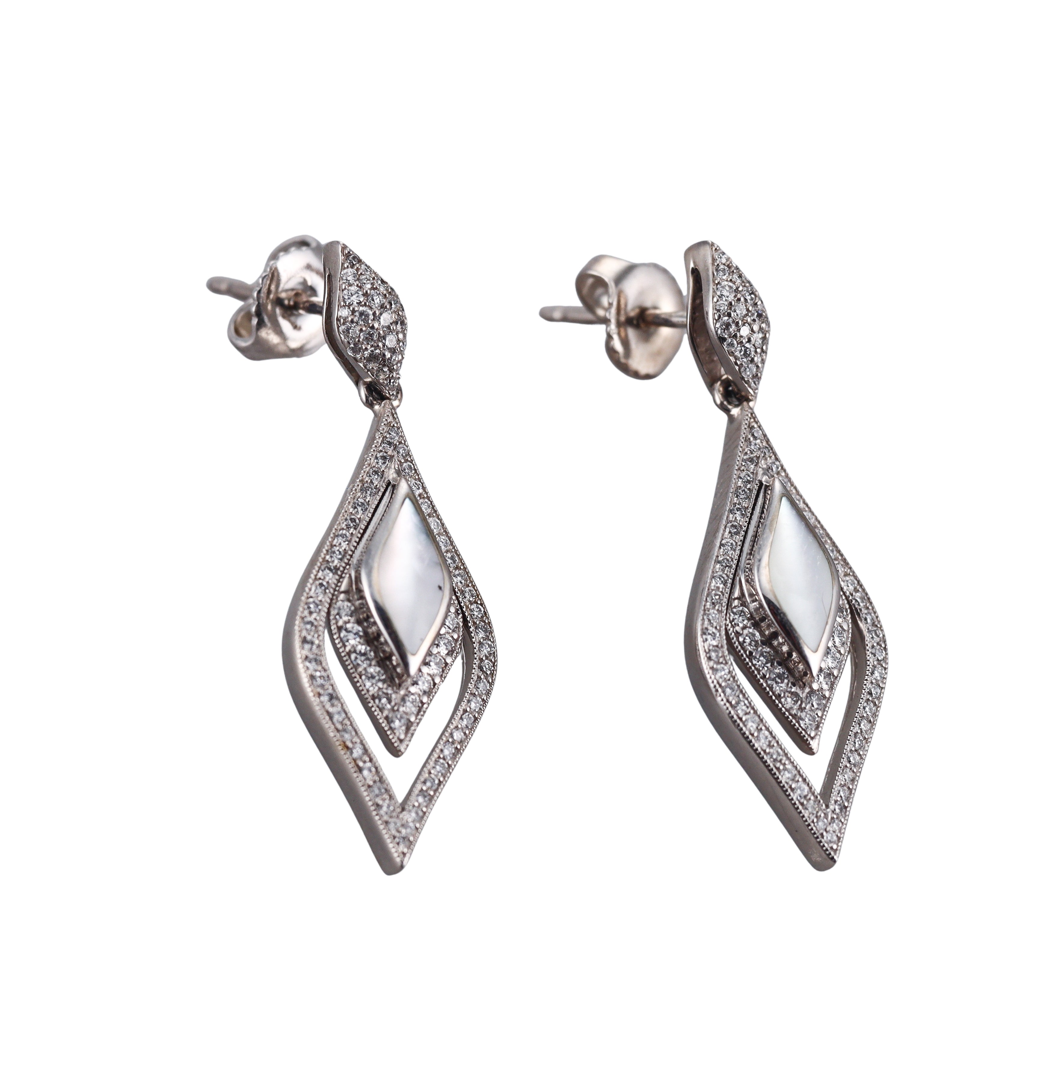 Kabana 14K White Gold Mother of Pearl Diamond Drop Earrings