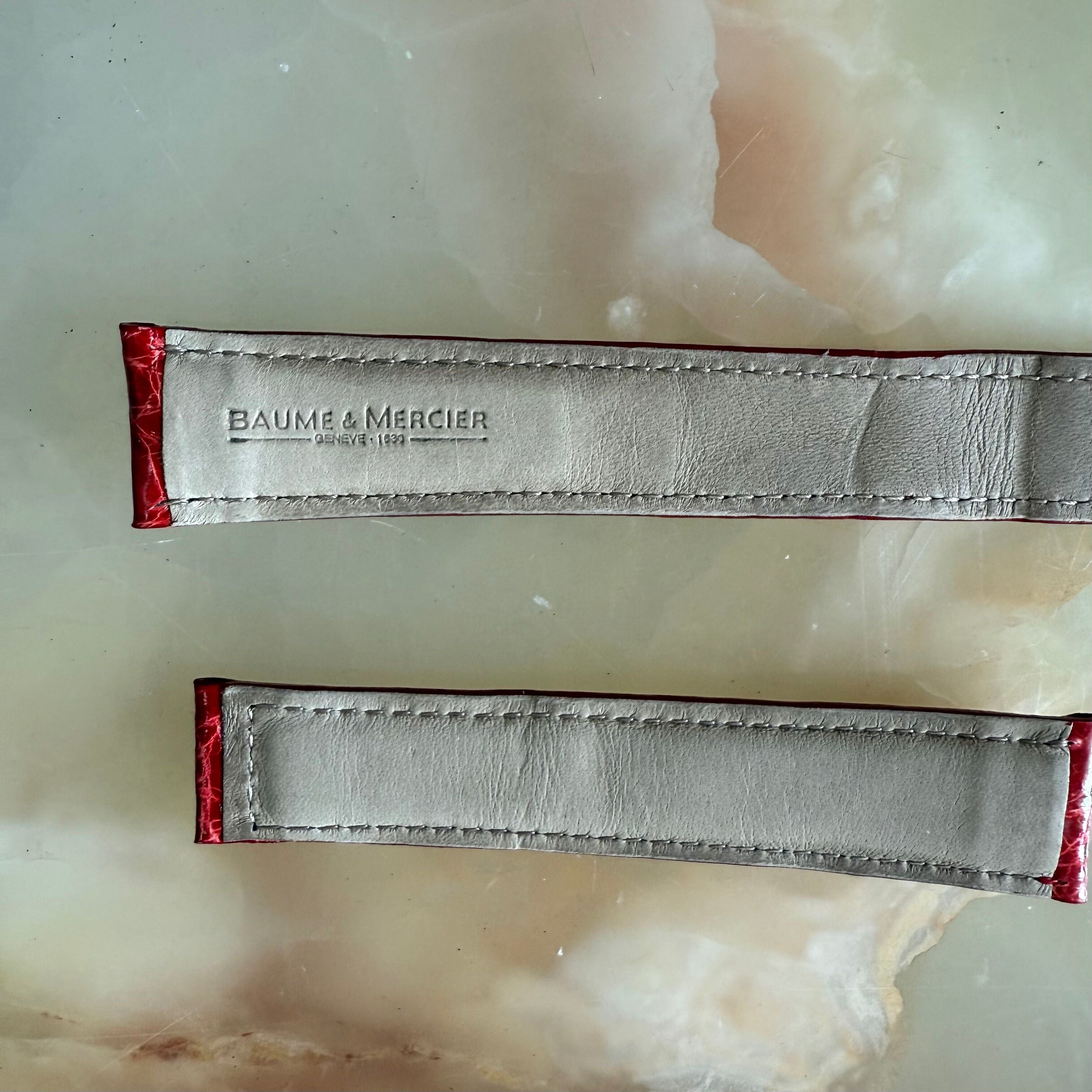 Authentic Baume & Mercier Red Alligator Watch Strap Band 18mm