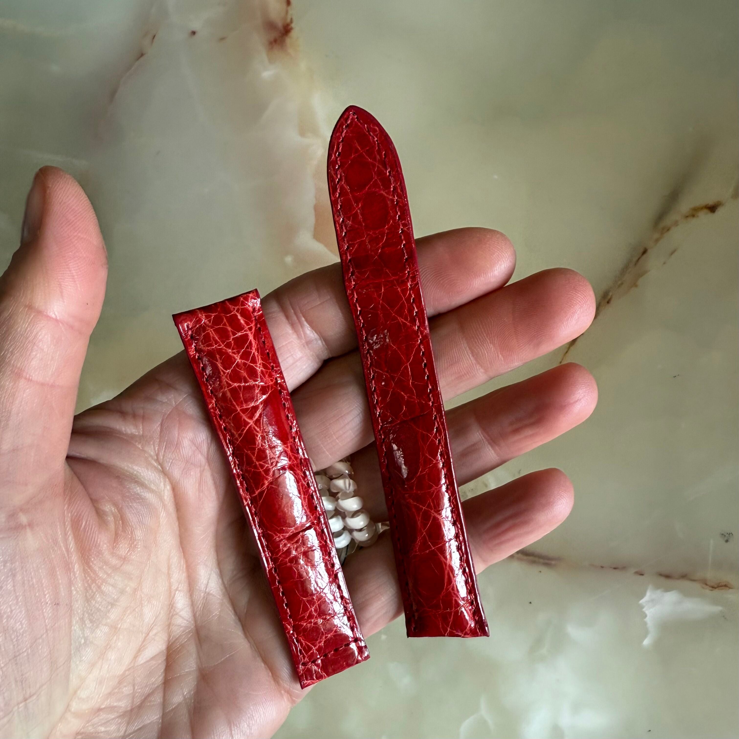 Authentic Baume & Mercier Red Alligator Watch Strap Band 18mm