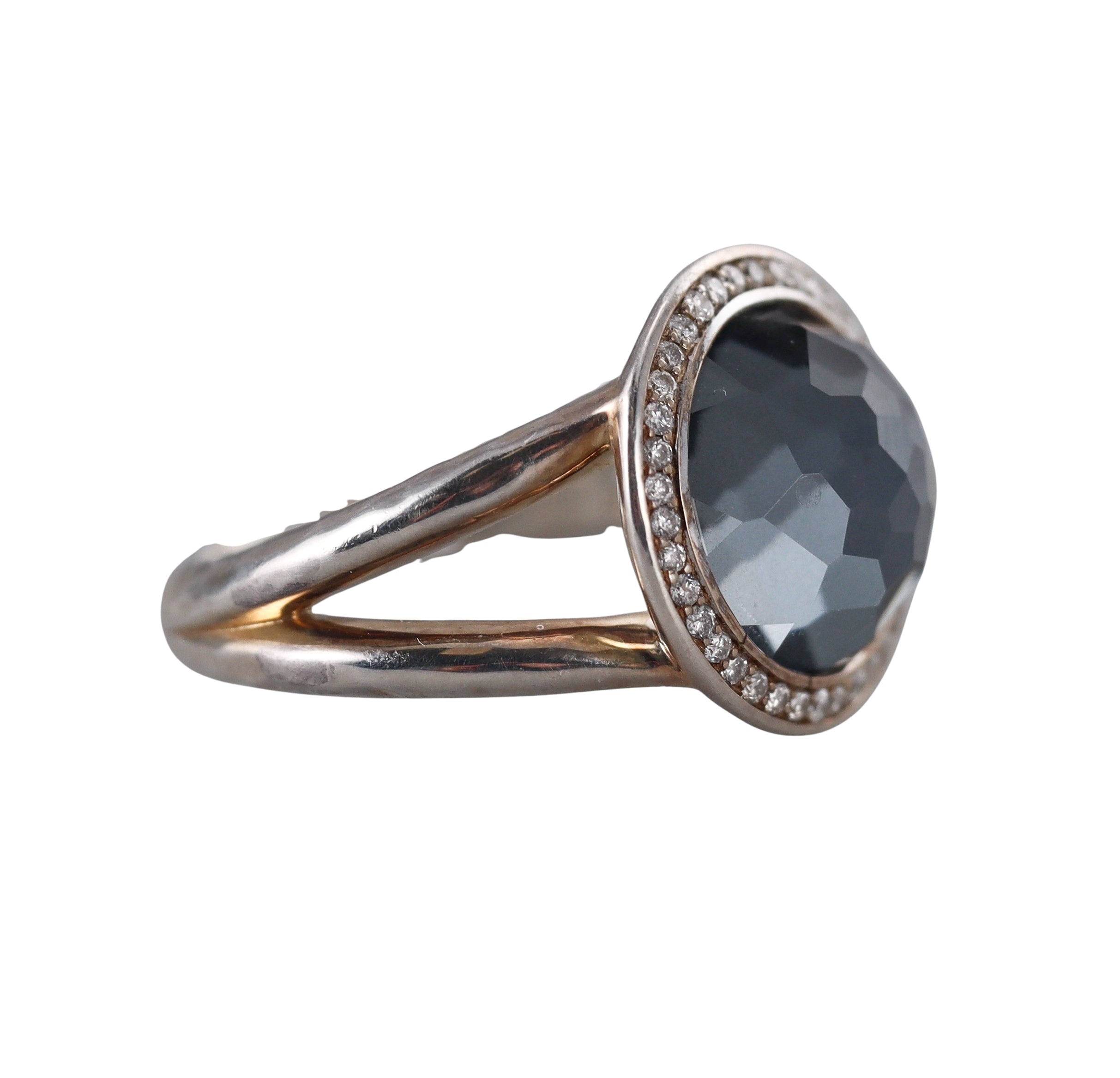Ippolita Lollipop Sterling Silver Hematite Quartz Diamond Ring
