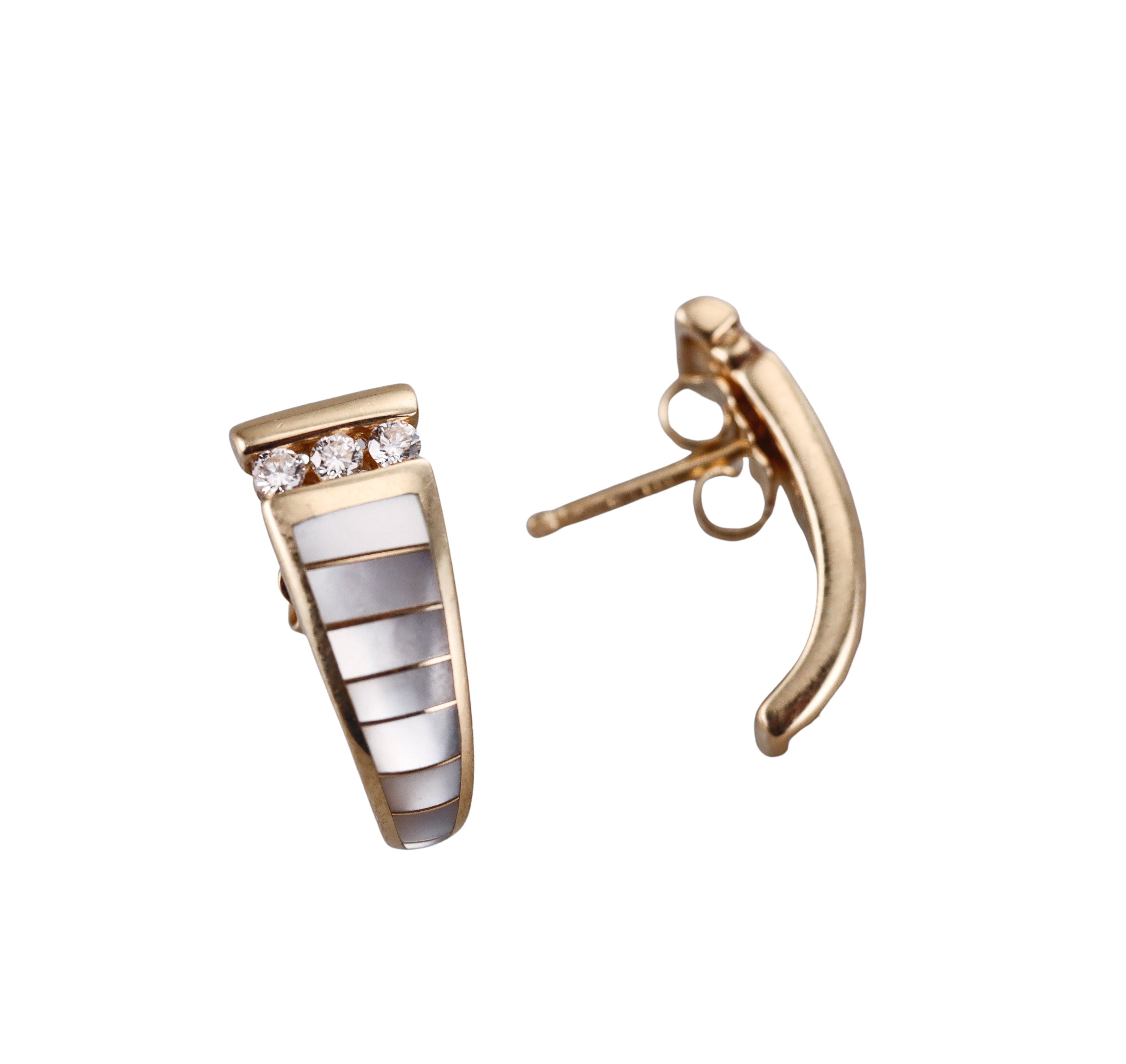 Kabana 14K Yellow Gold Mother of Pearl Diamond Earrings