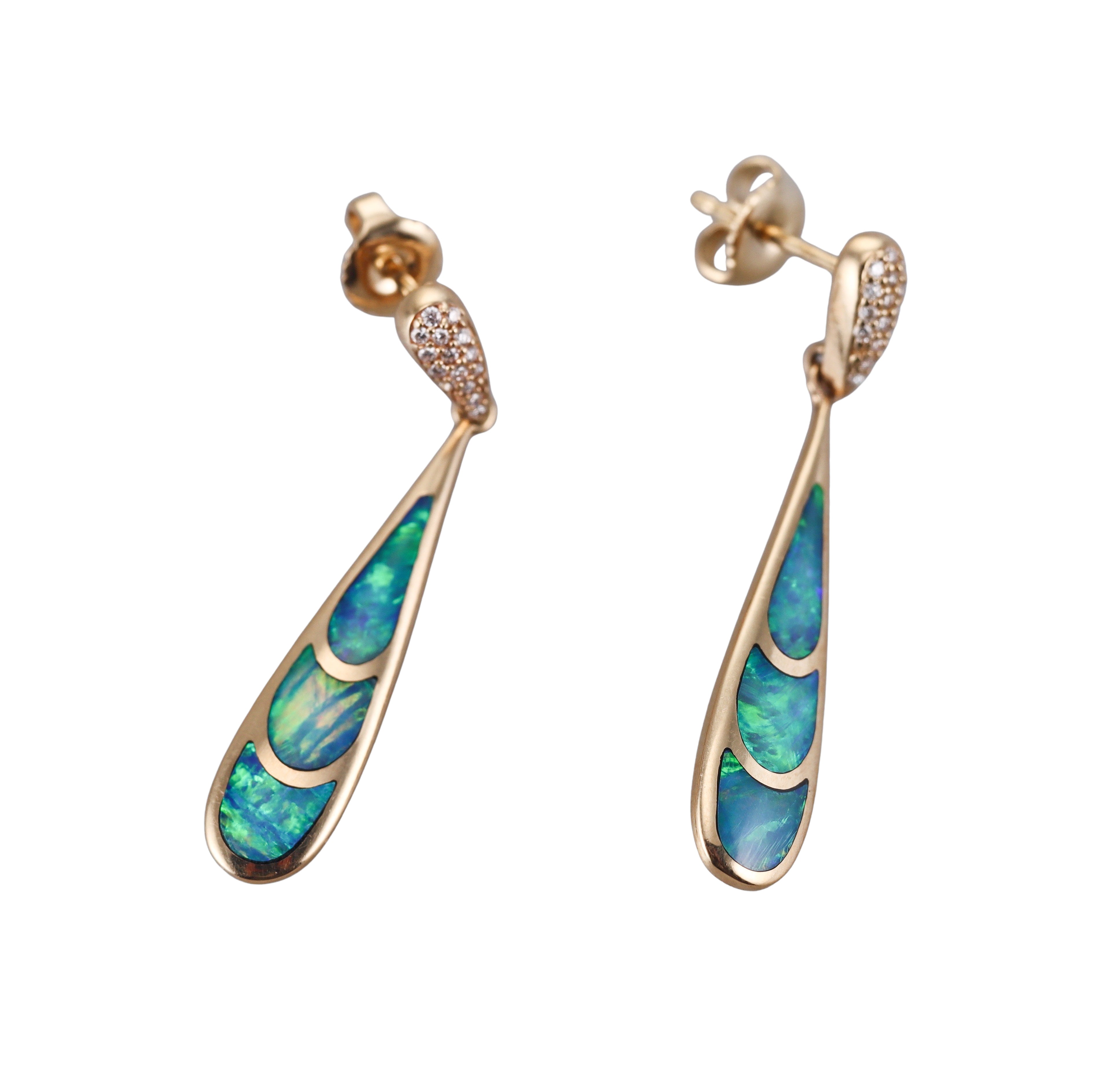 Kabana 14K Yellow Gold Opal Diamond Drop Earrings