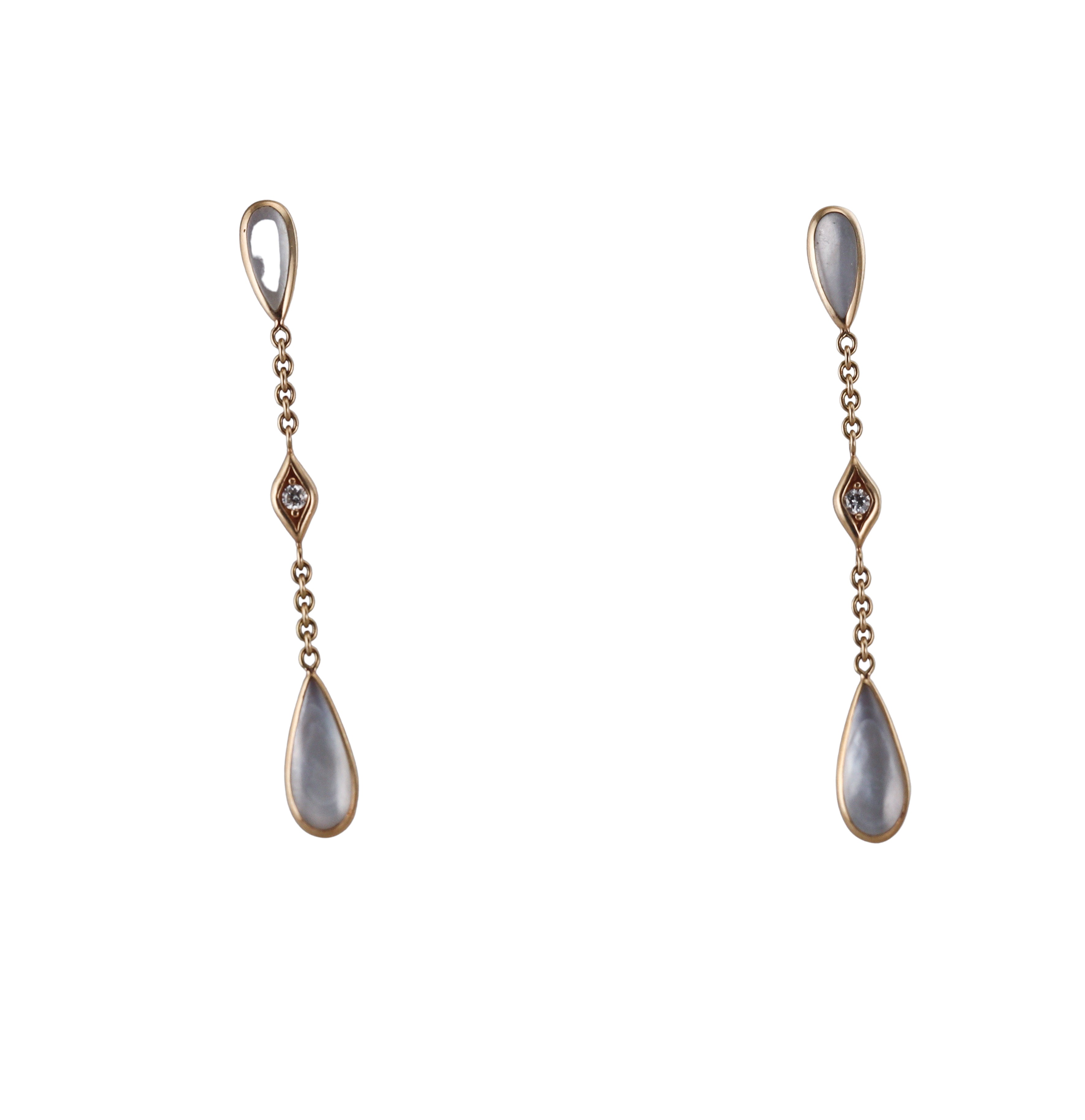 Kabana 14K Yellow Gold Mother of Pearl Diamond Drop Earrings