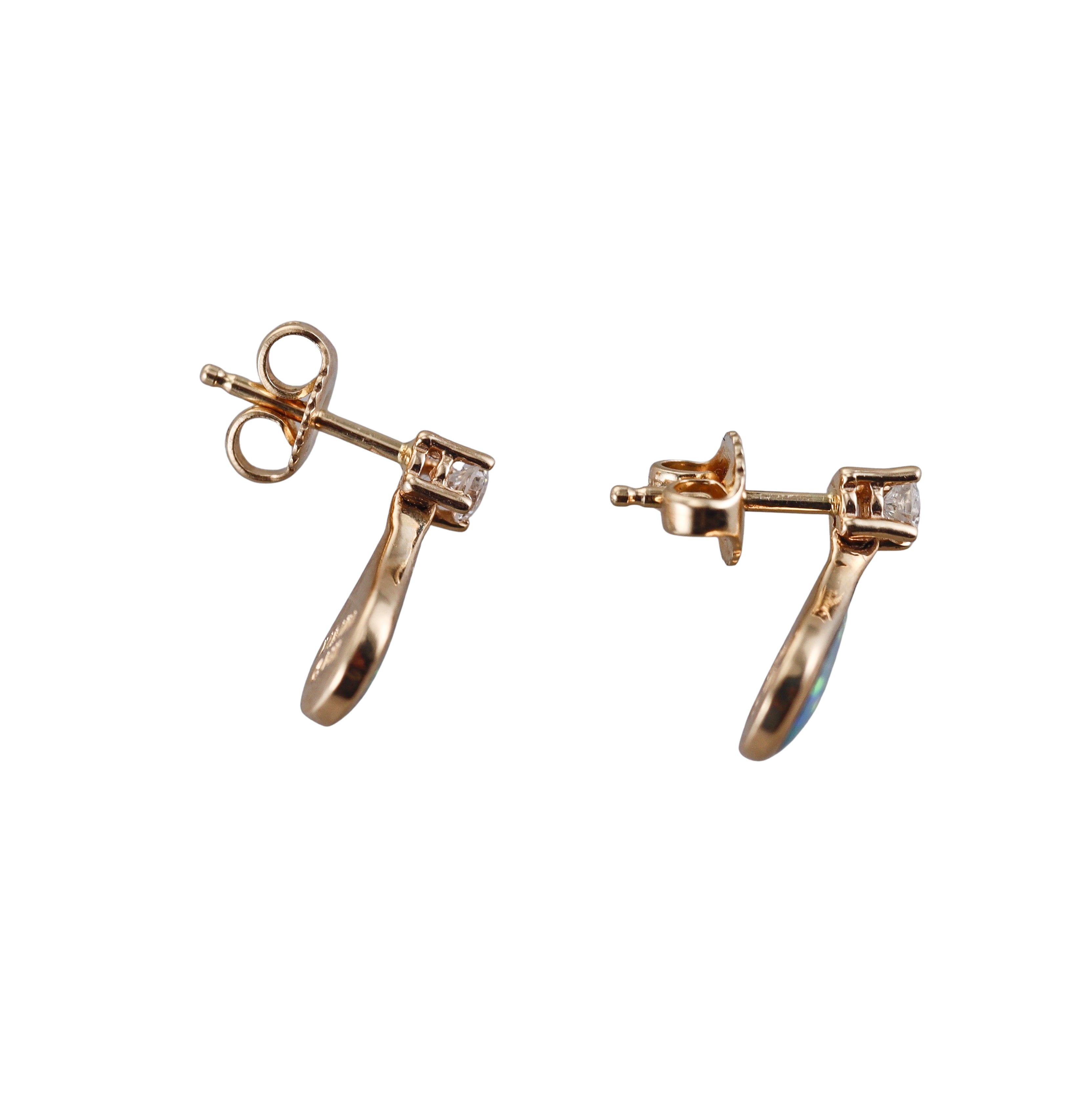 Kabana 14K Yellow Gold Opal Diamond Drop Earrings