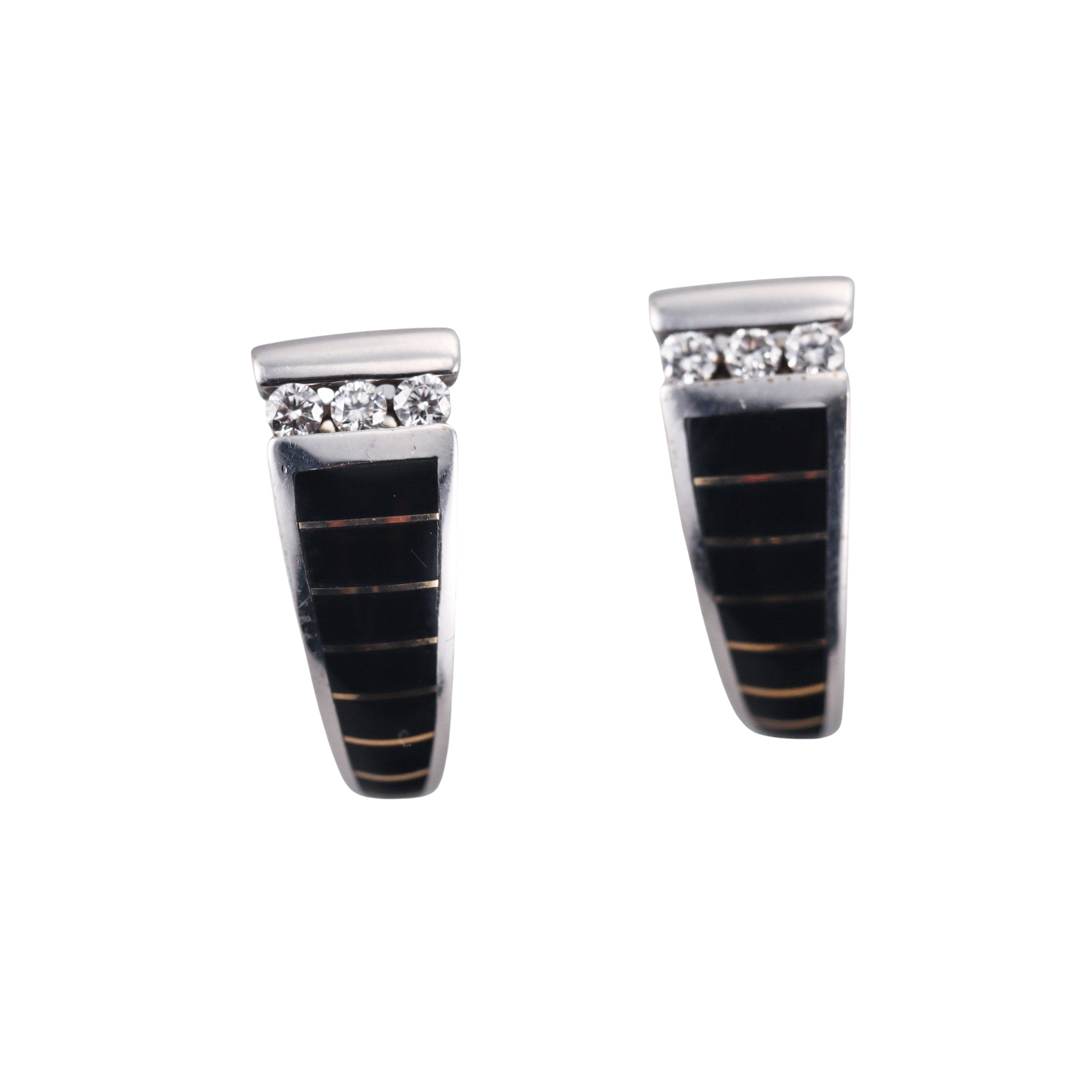 Kabana 14K White Gold Black Onyx Diamond Earrings