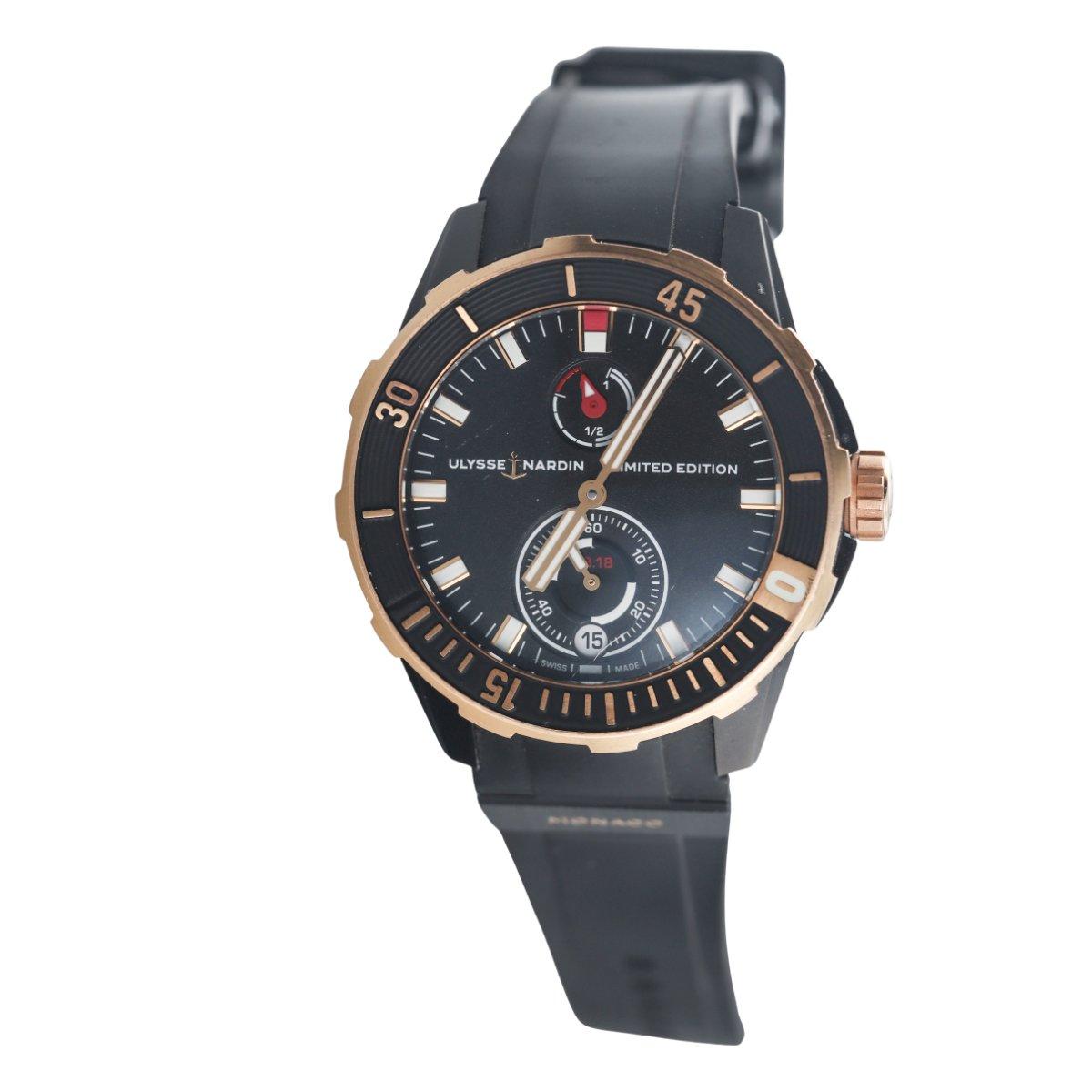 Ulysse Nardin Diver 44mm Rose Gold Titanium Limited Edition Watch 1185-170-BLACK