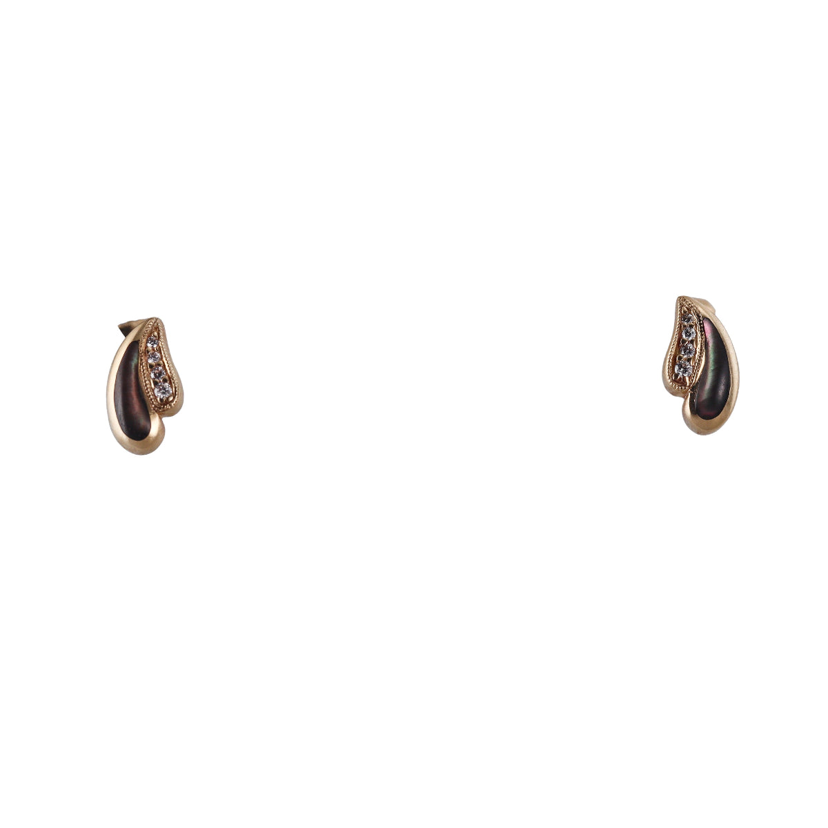 Kabana 14K Yellow Gold Black Mother of Pearl Diamond Stud Earrings