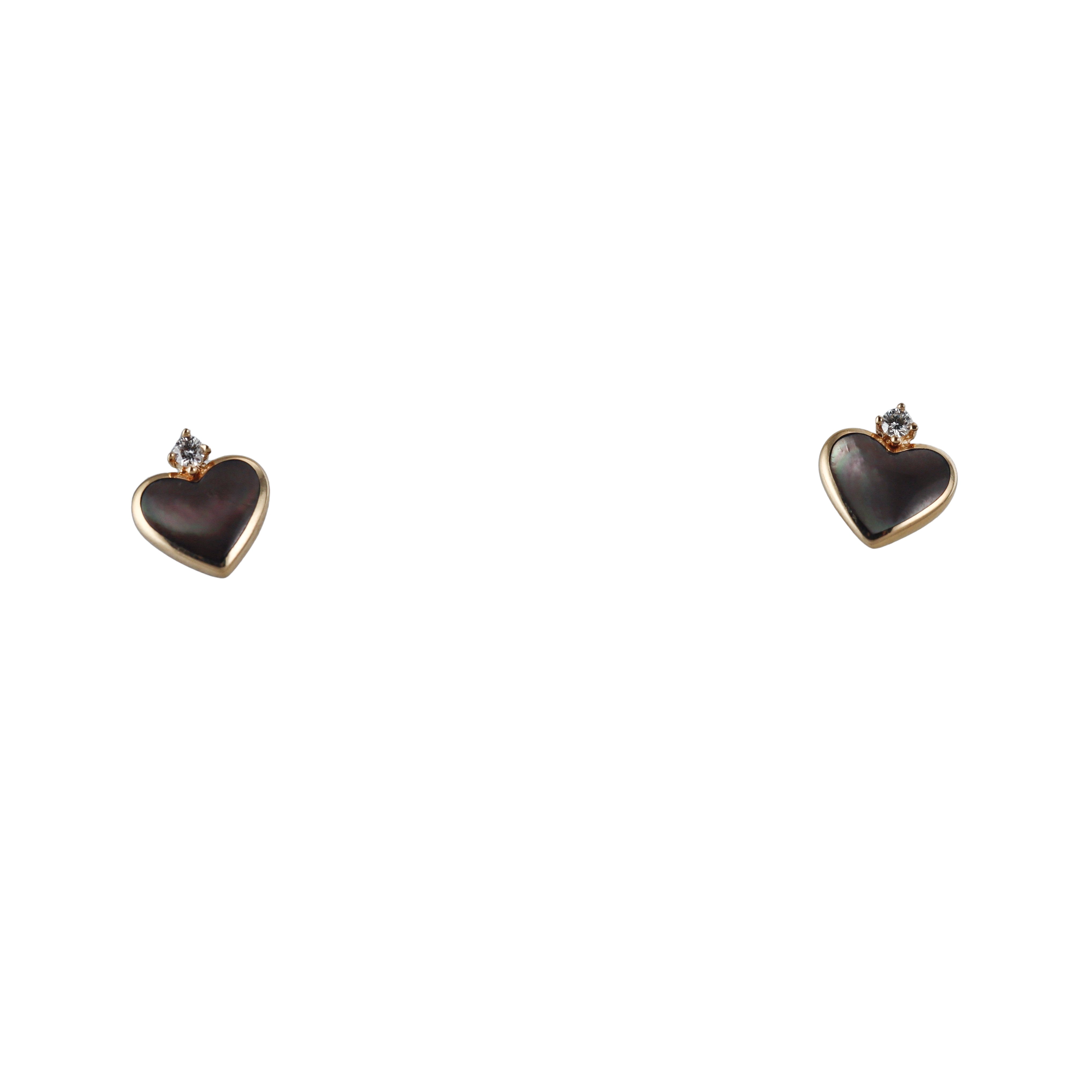 Kabana 14K Yellow Gold Mother of Pearl Diamond Heart Stud Earrings