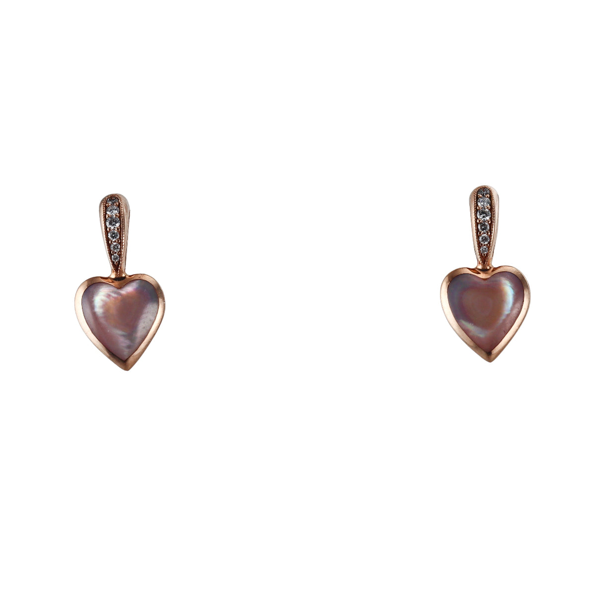 Kabana 14K Rose Gold Pink Mother of Pearl Diamond Heart Earrings