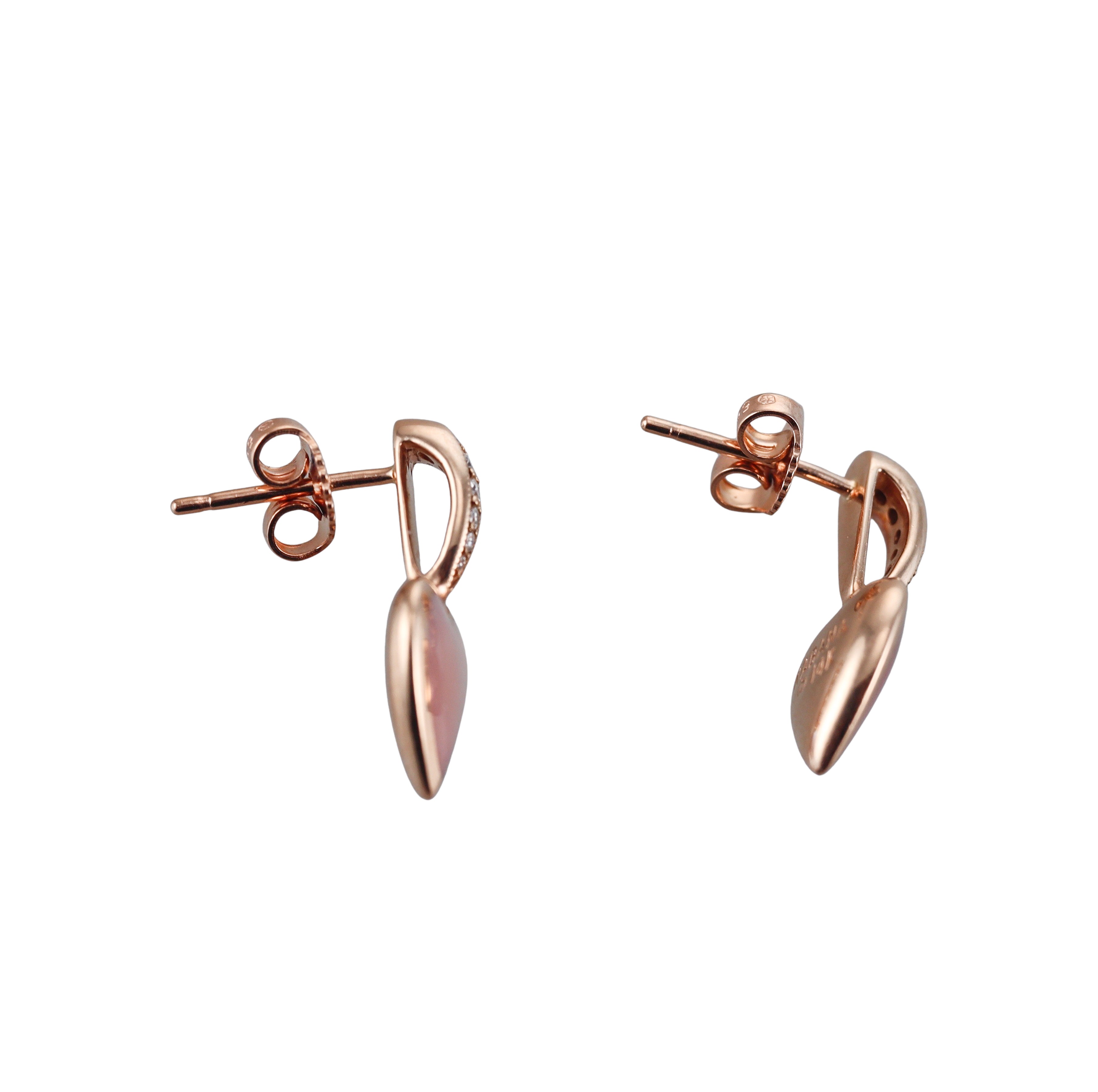 Kabana 14K Rose Gold Pink Mother of Pearl Diamond Heart Earrings