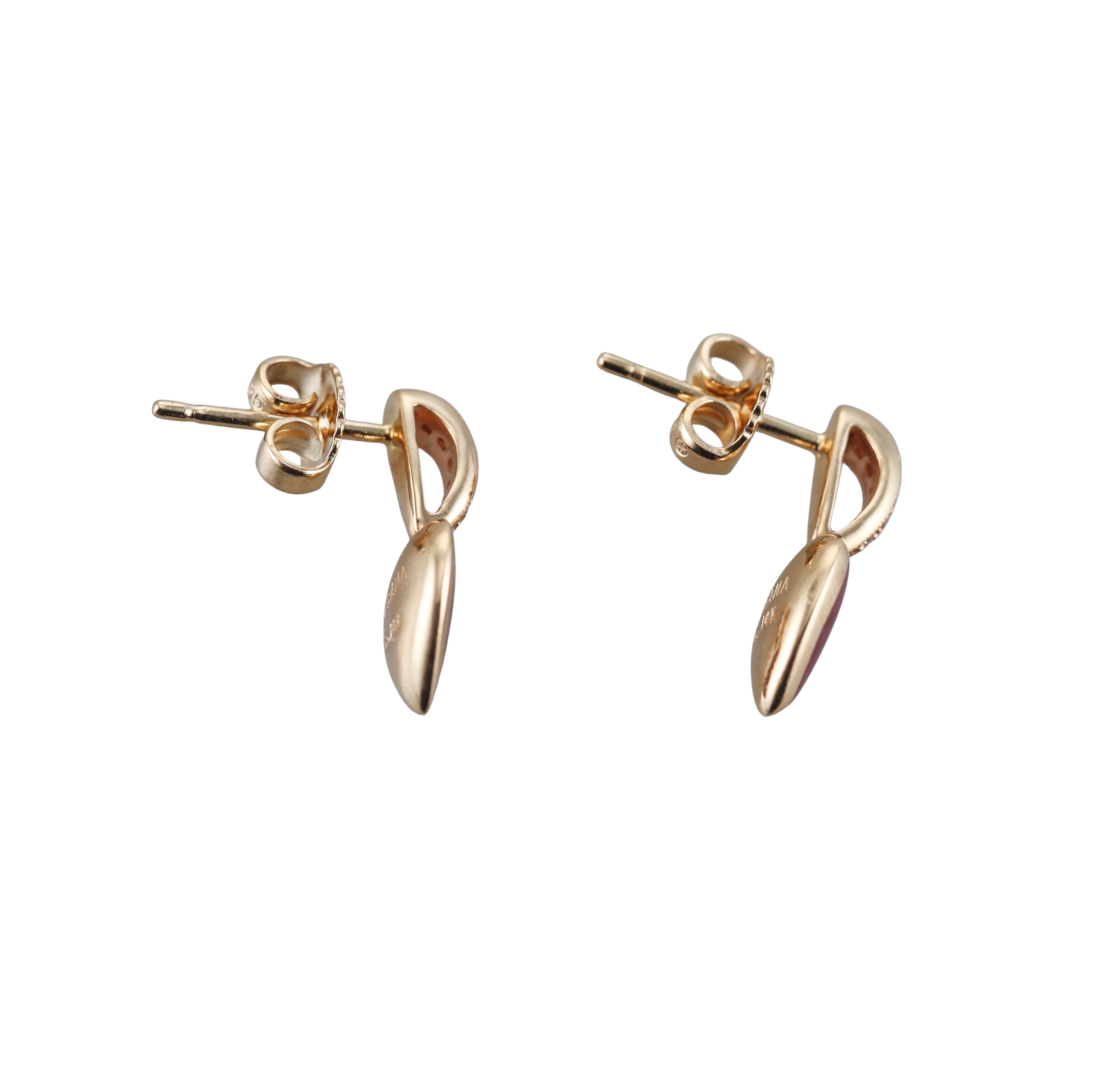 Kabana 14K Yellow Gold Purple Spiny Oyster Diamond Heart Earrings