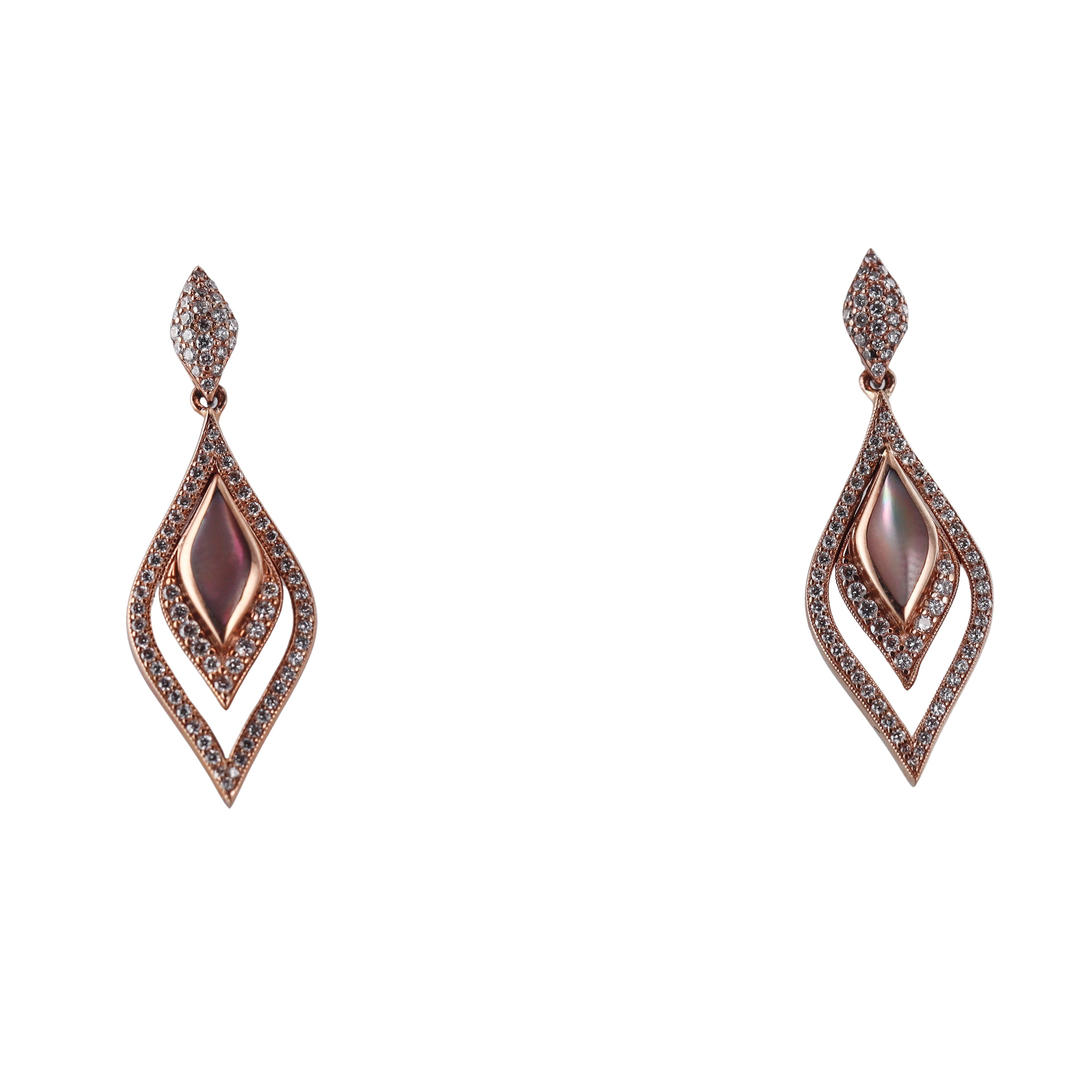 Kabana 14K Rose Gold Mother of Pearl Diamond Drop Earrings