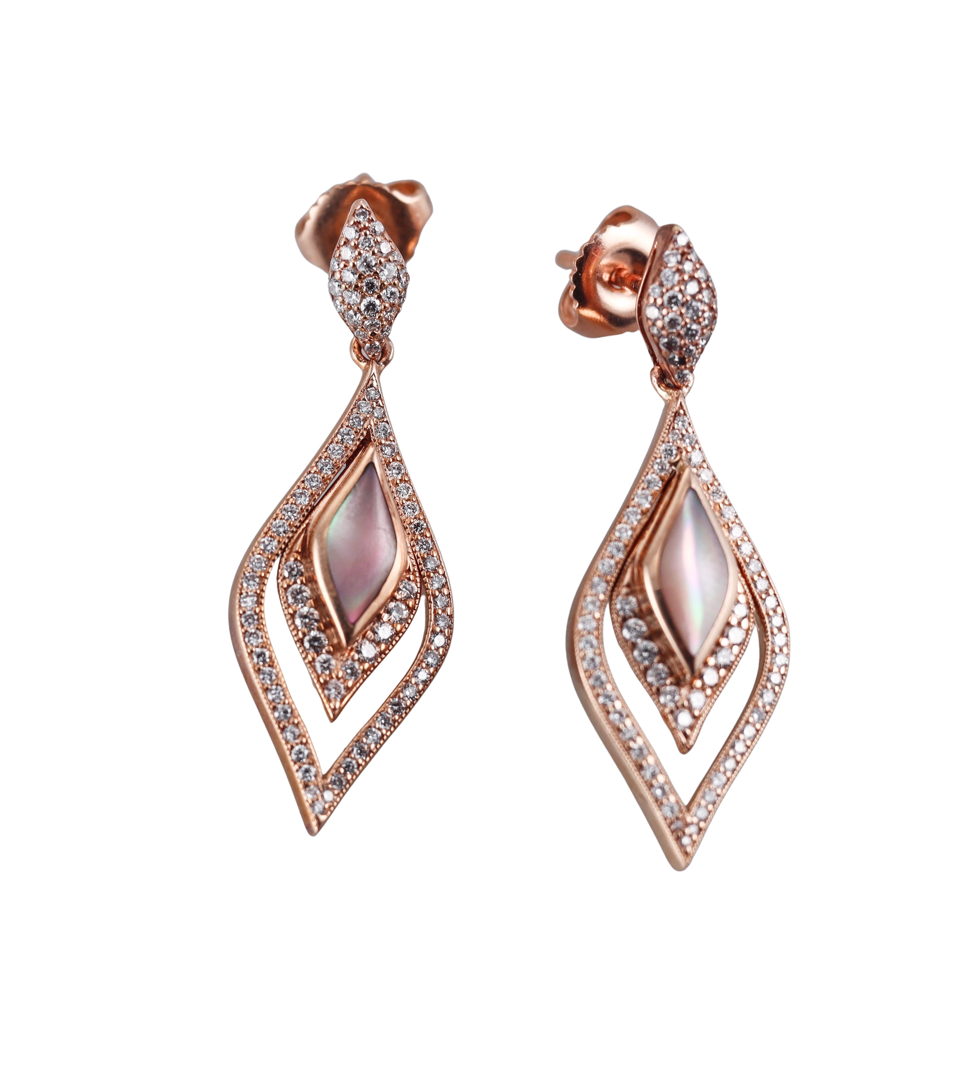 Kabana 14K Rose Gold Mother of Pearl Diamond Drop Earrings