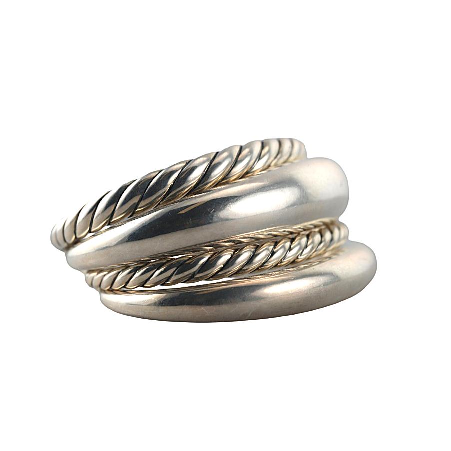 David Yurman Pure Form 4 Row Sterling 42mm Wide Cuff Bracelet