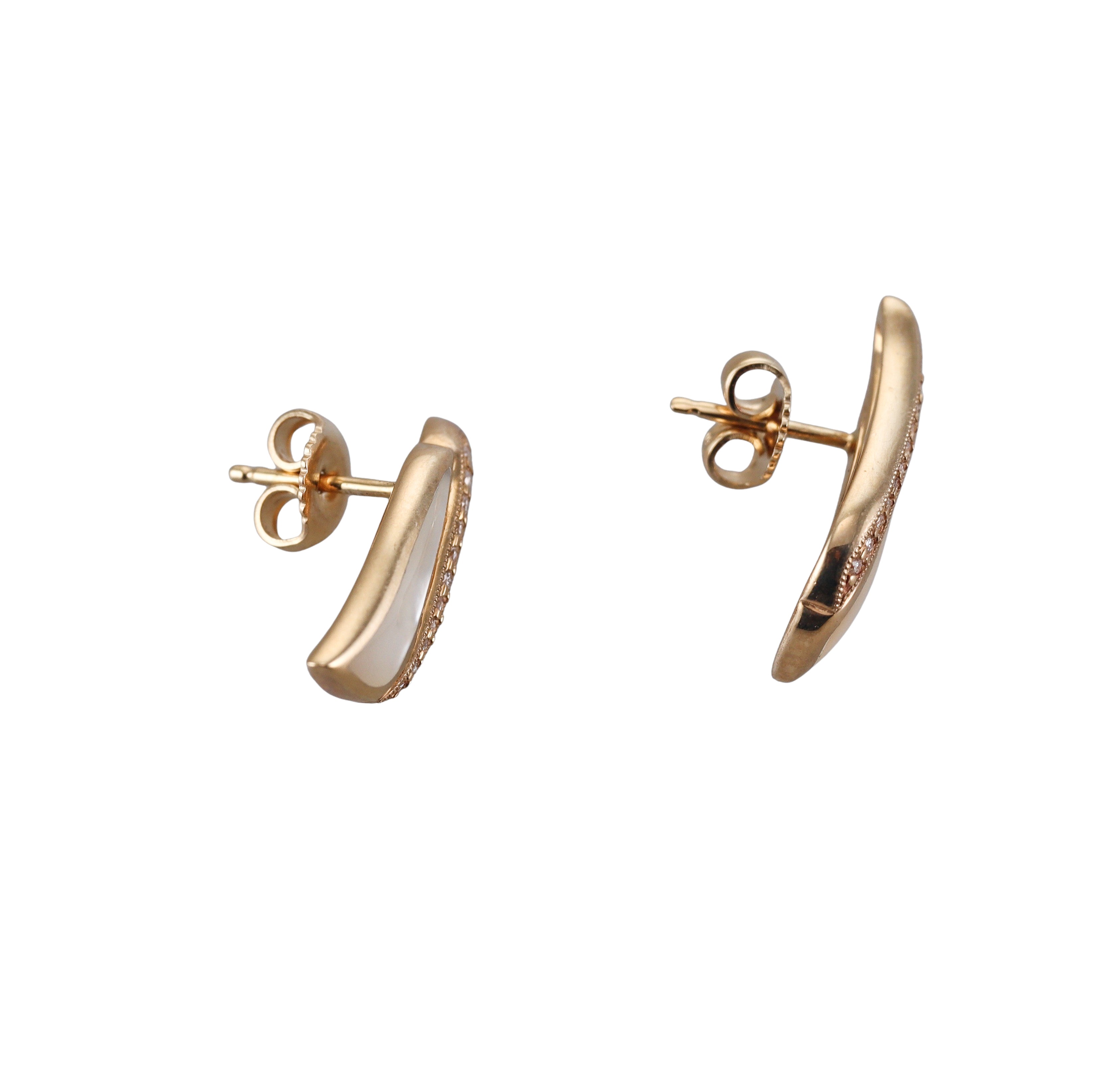 Kabana 14K Yellow Gold White Mother of Pearl Diamond Earrings