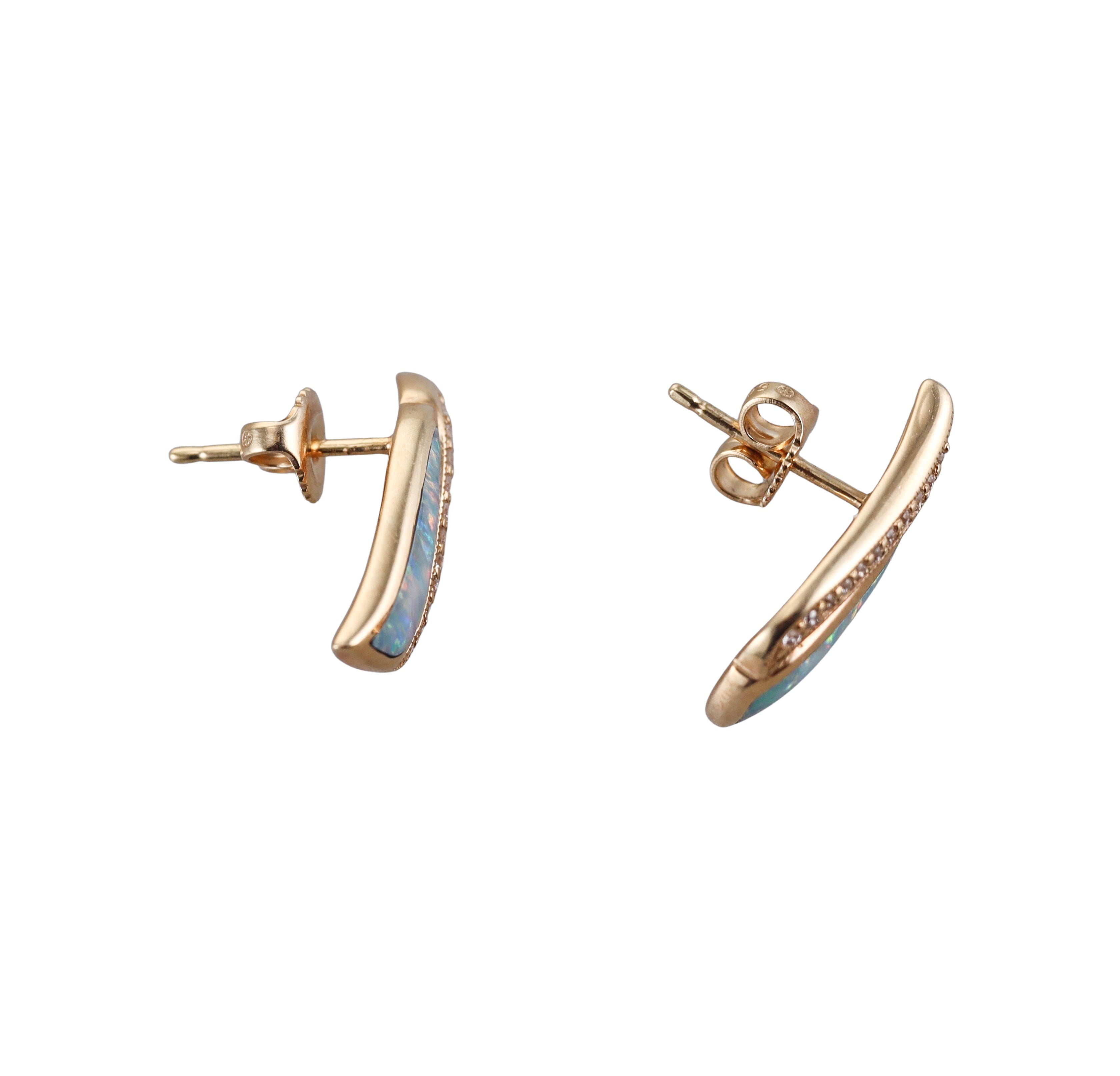 Kabana 14K Yellow Gold Opal Diamond Earrings