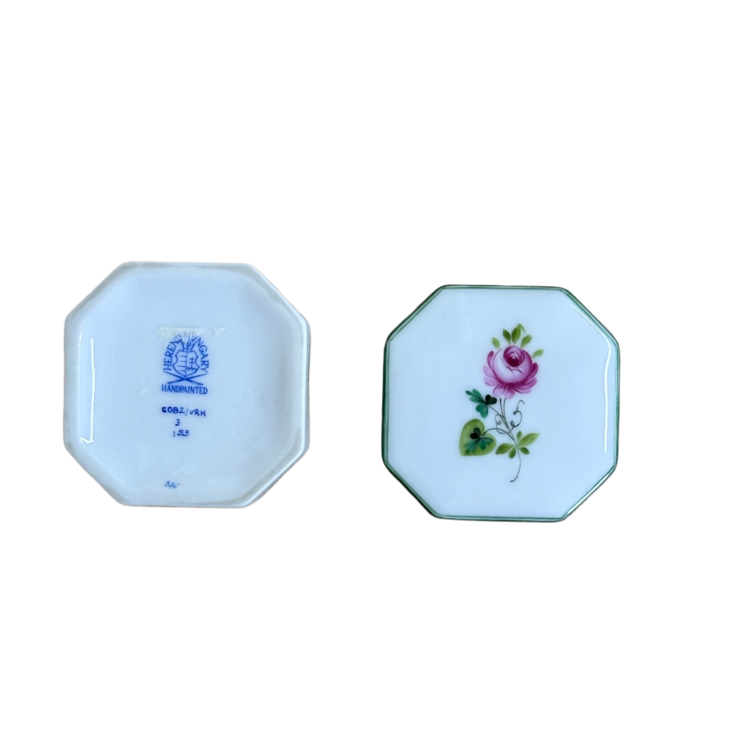 Herend Porcelain Small Octagonal Trinket Box Vienna Rose 6082/VRH