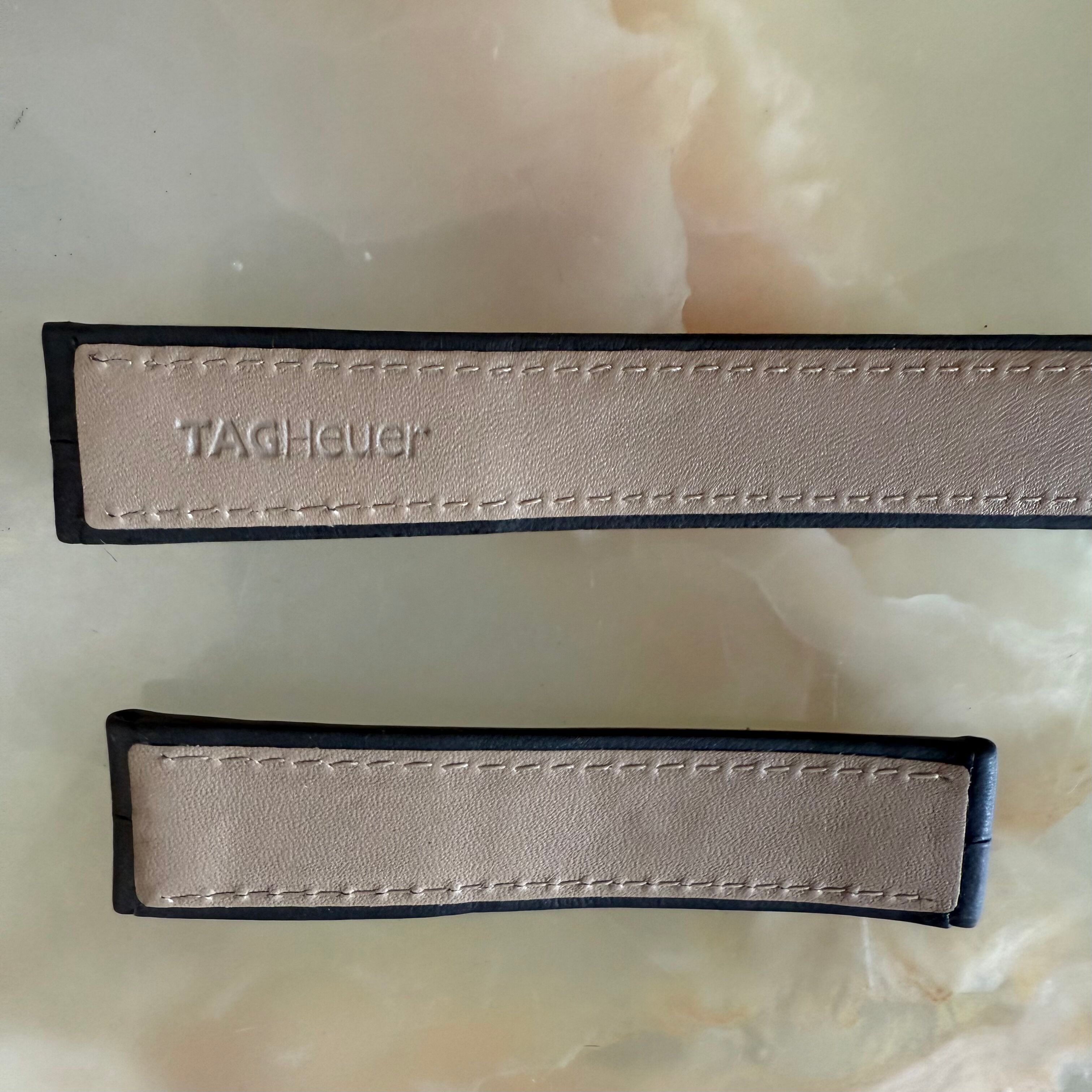 Authentic TAGHeuer Black Leather Watch Strap Band 18mm