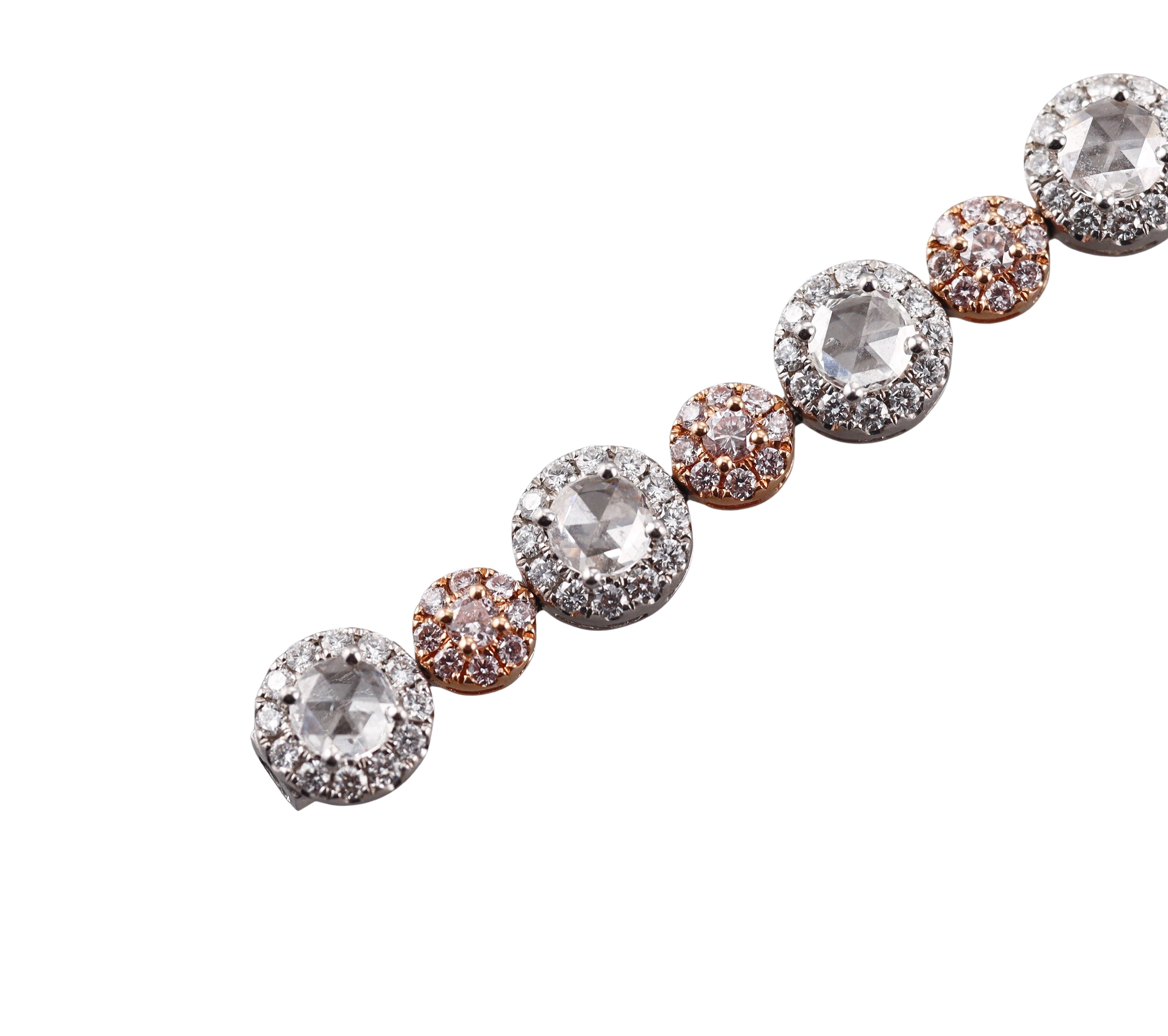 18k White Rose Cut Diamond Bracelet