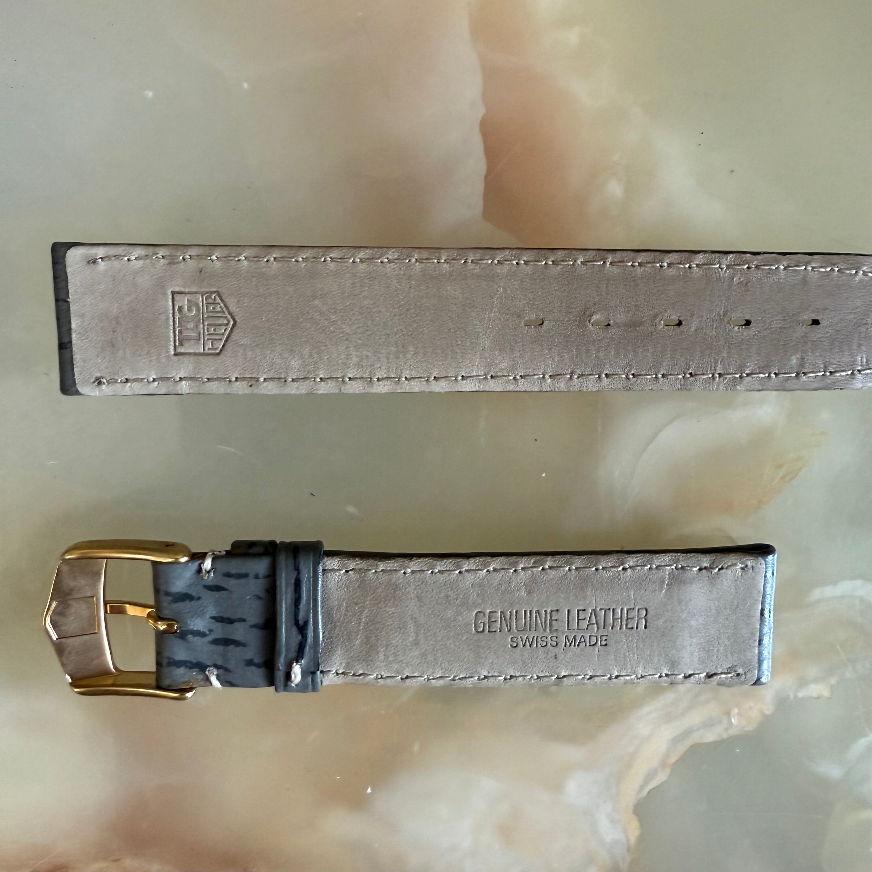 Authentic TAGHeuer Grey Shark Skin Watch Strap Band 18mm with Buckle