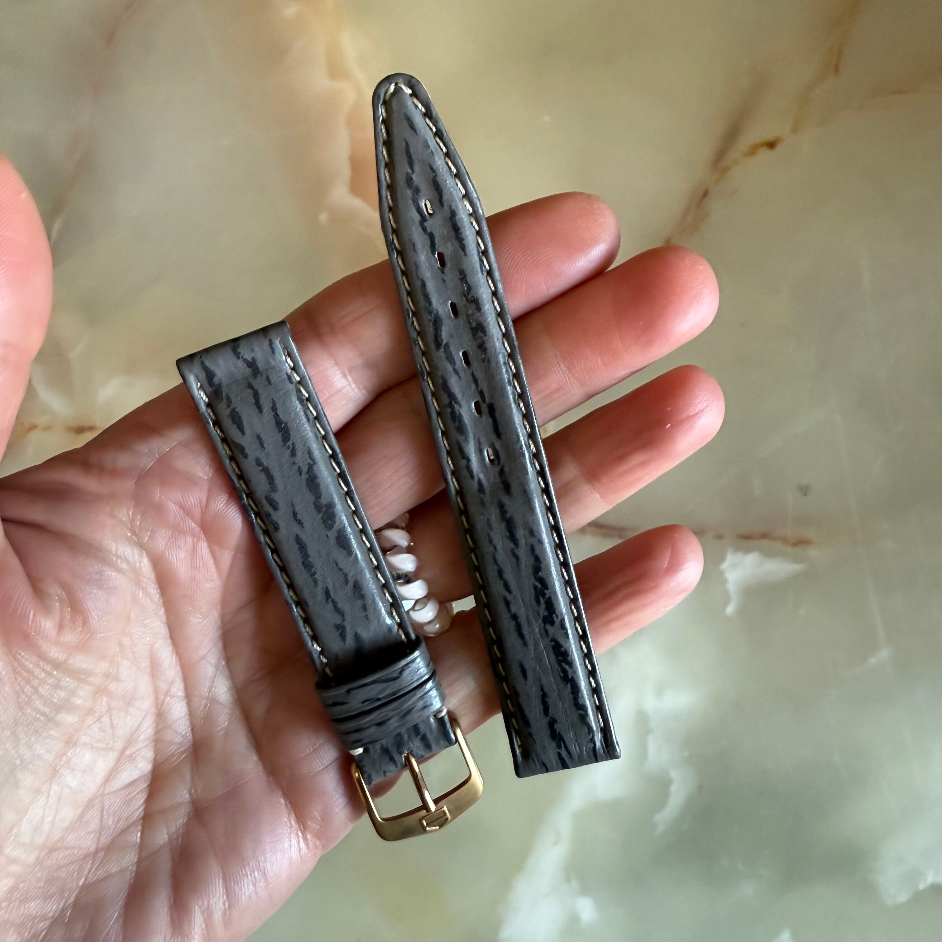 Authentic TAGHeuer Grey Shark Skin Watch Strap Band 18mm with Buckle
