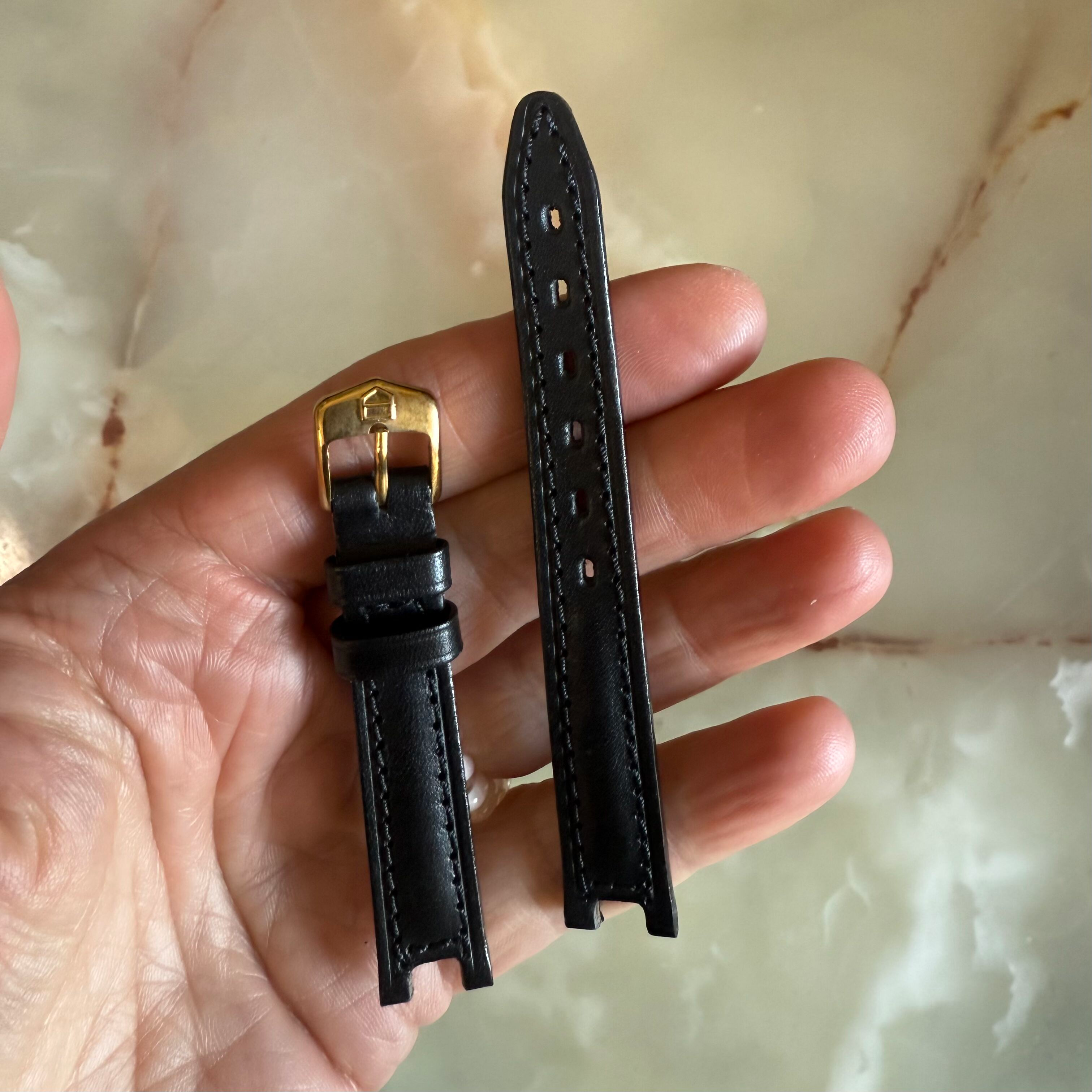 Authentic TAGHeuer Black Leather Watch Strap Band 13mm with Buckle