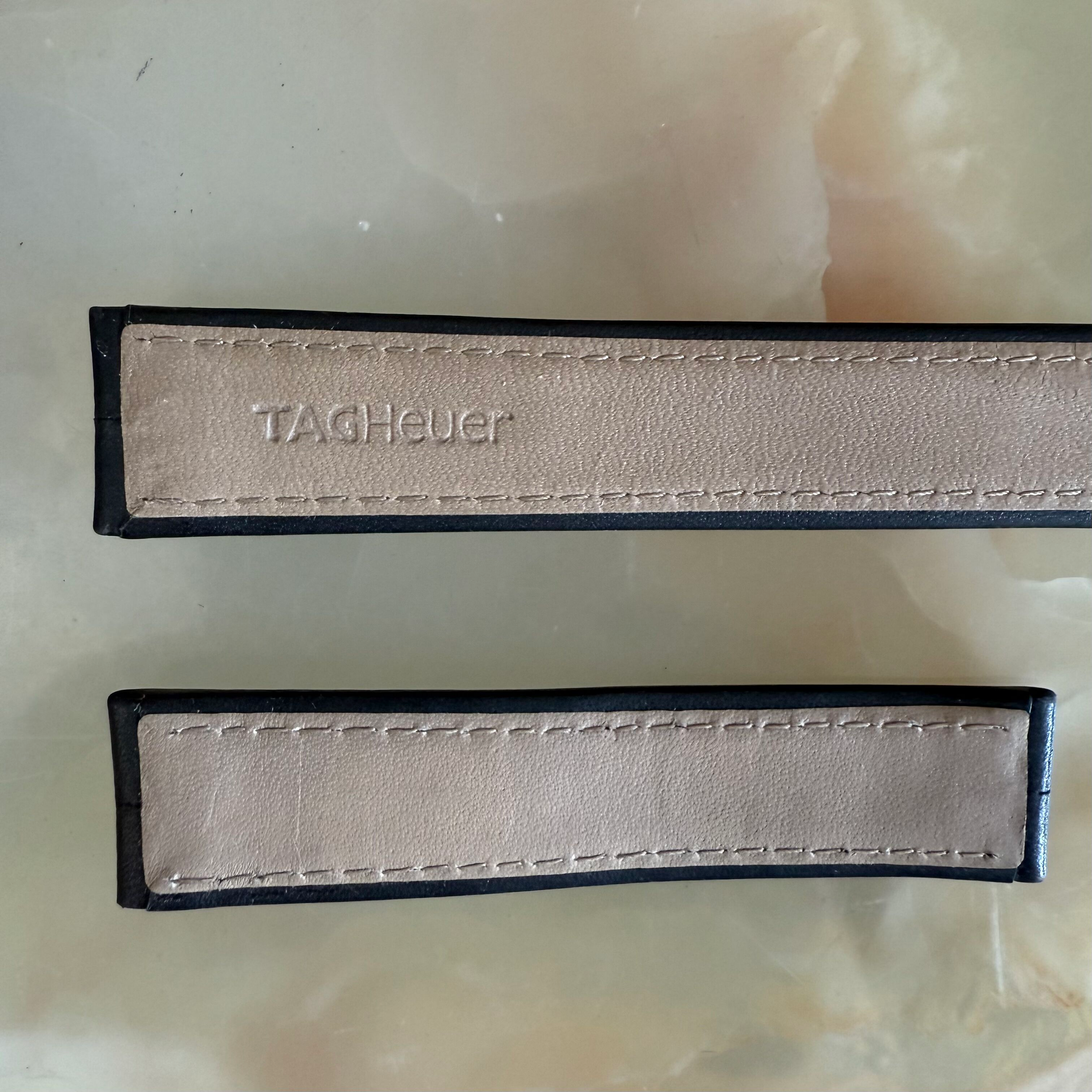 Authentic TAGHeuer Black Leather Watch Strap Band 18mm