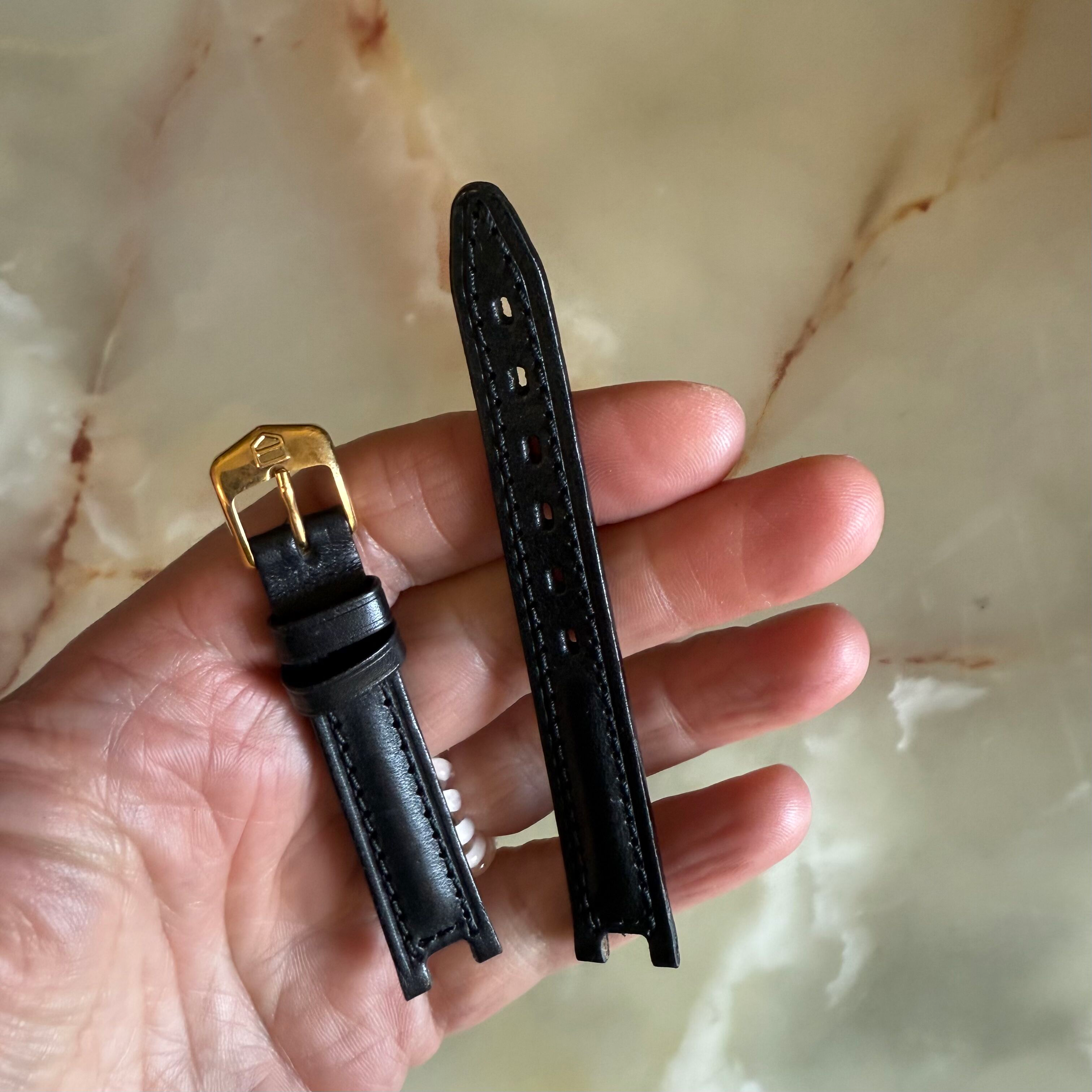 Authentic TAGHeuer Black Leather Watch Strap Band 13mm with Buckle