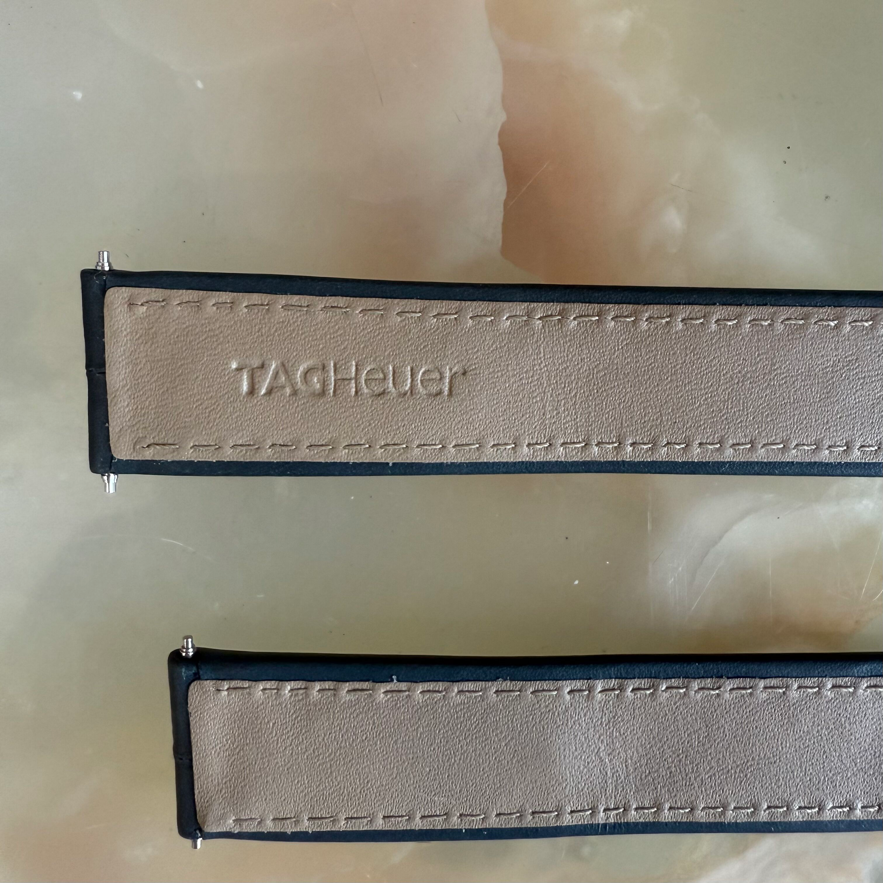 Authentic TAG Heuer Blue Leather Watch Strap Band 18mm  FC6019