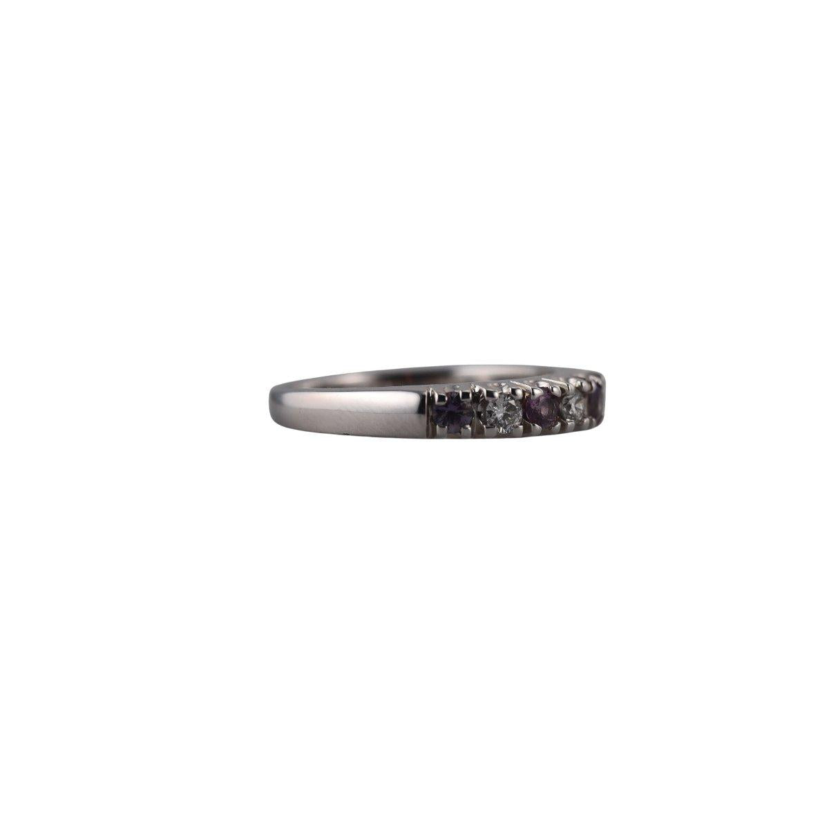 Kallati White Gold Diamond Pink Sapphire Wedding Band Ring