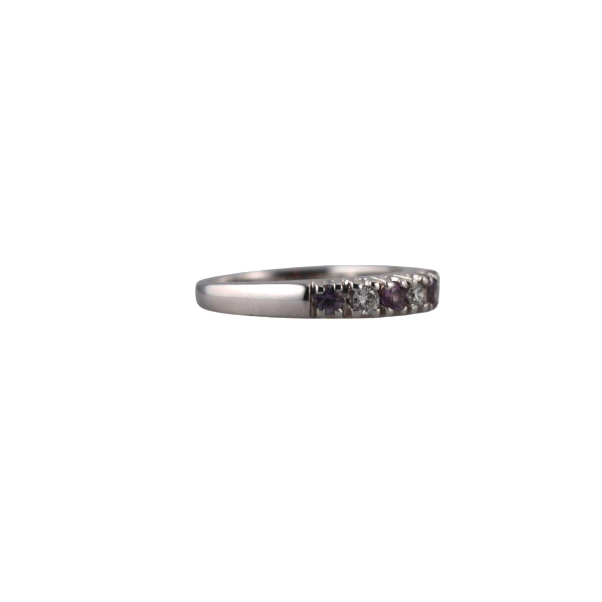 Kallati White Gold Diamond Pink Sapphire Wedding Band Ring