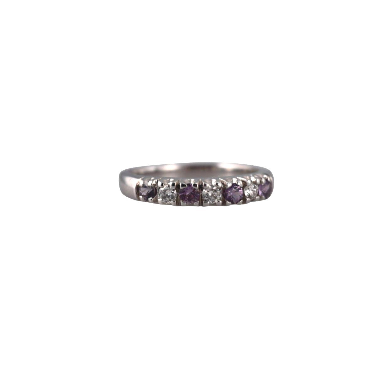 Kallati White Gold Diamond Pink Sapphire Wedding Band Ring