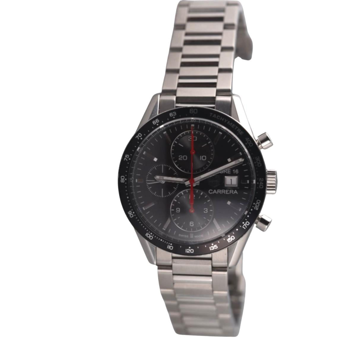 Tag Heuer Carrera Calibre 16 41mm Chronograph Black Dial Watch CV201AK-0