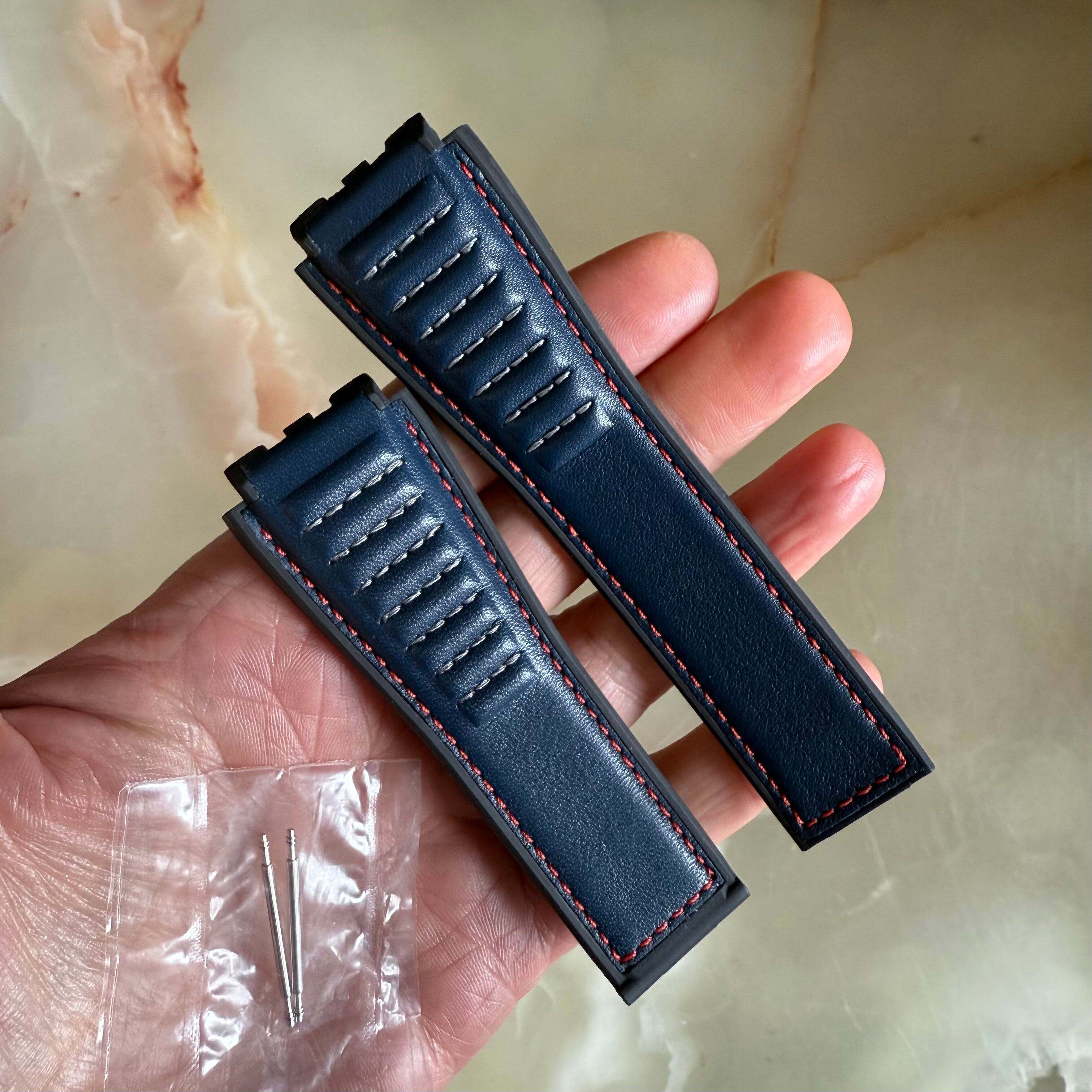 Authentic TAG Heuer Carrera Calibre 01 Red Bull Blue Leather Rubber Watch Strap Band